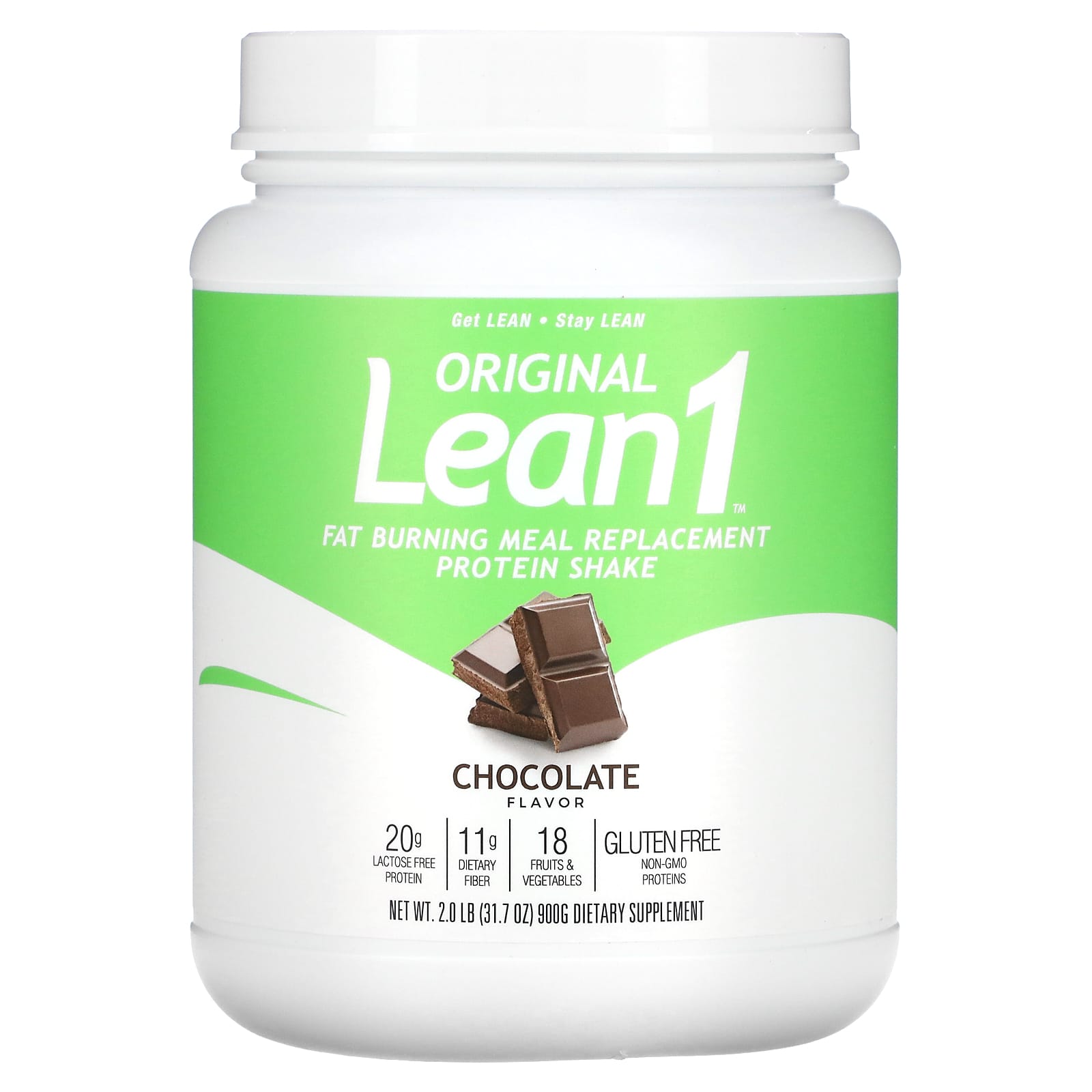 Lean1-Original-Fat Burning Meal Replacement Protein Shake-Chocolate-2 lb (900 g)