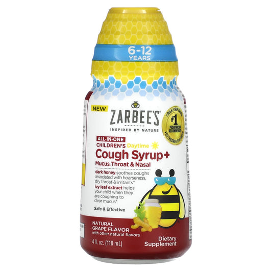 Zarbee's-Children's Daytime-Cough Syrup + Mucus-Throat & Nasal-6-12 Years-Natural Grape-4 fl oz (118 ml)