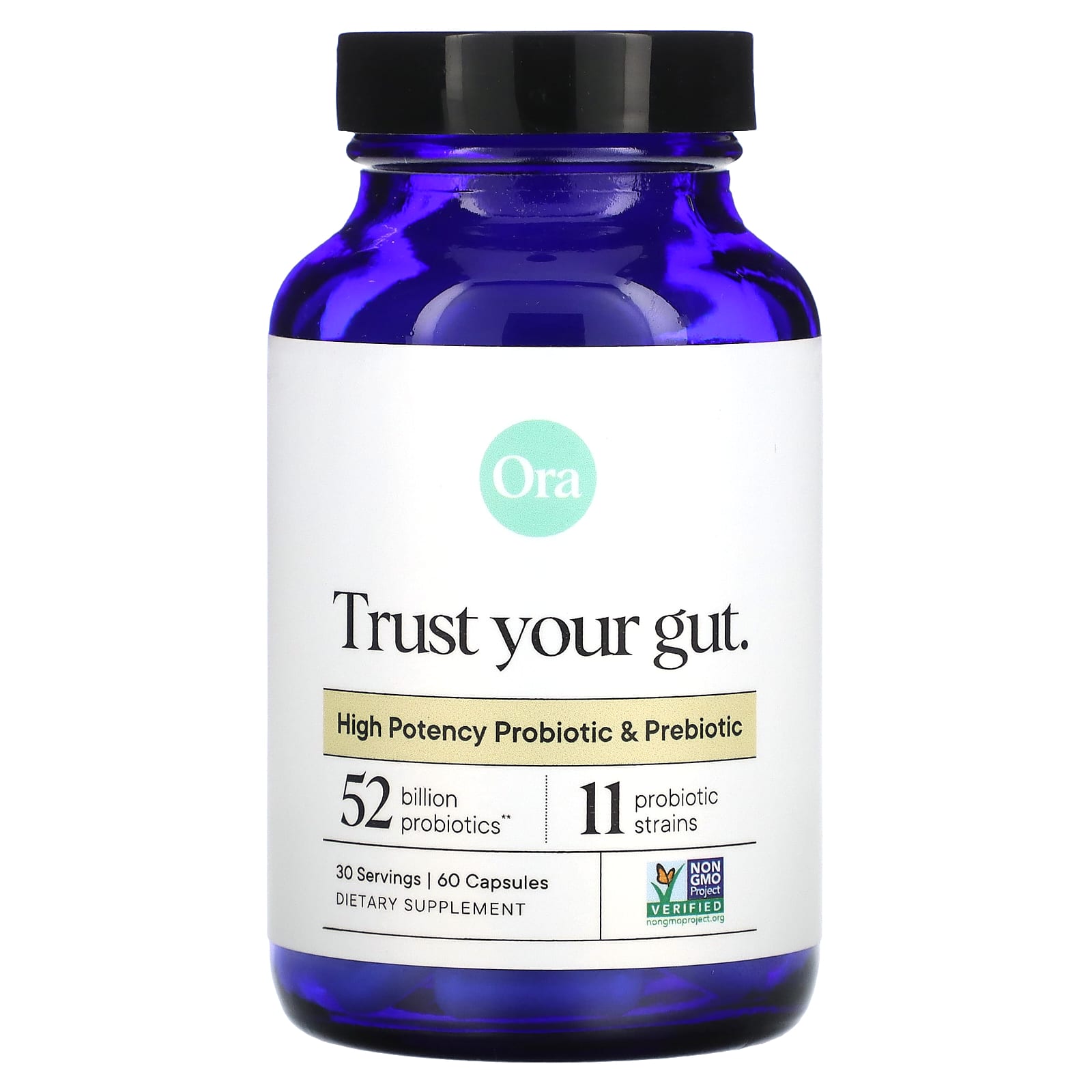 Ora-Trust Your Gut-High Potency Probiotic & Prebiotic-60 Capsules