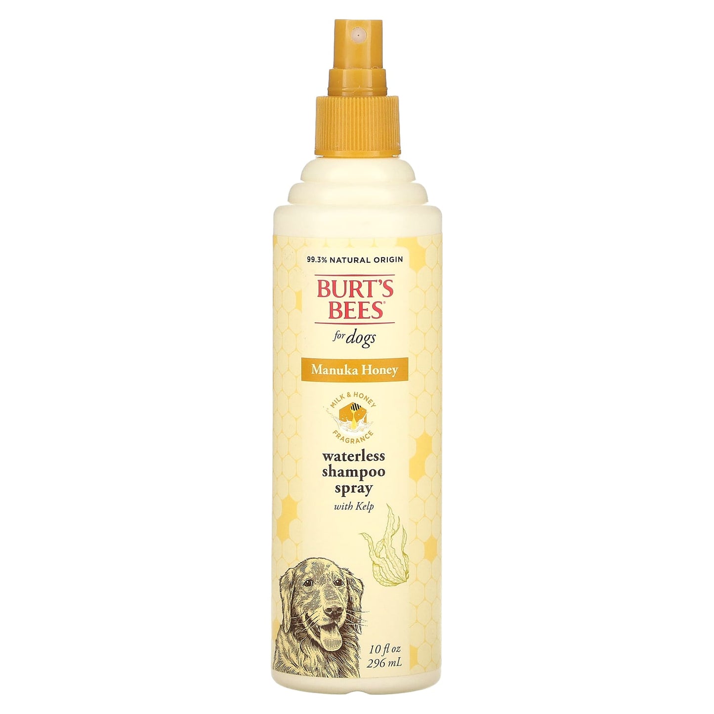 Burt's Bees-Manuka Honey Waterless Shampoo Spray with Kelp-For Dogs-Milk & Honey-10 fl oz (296)