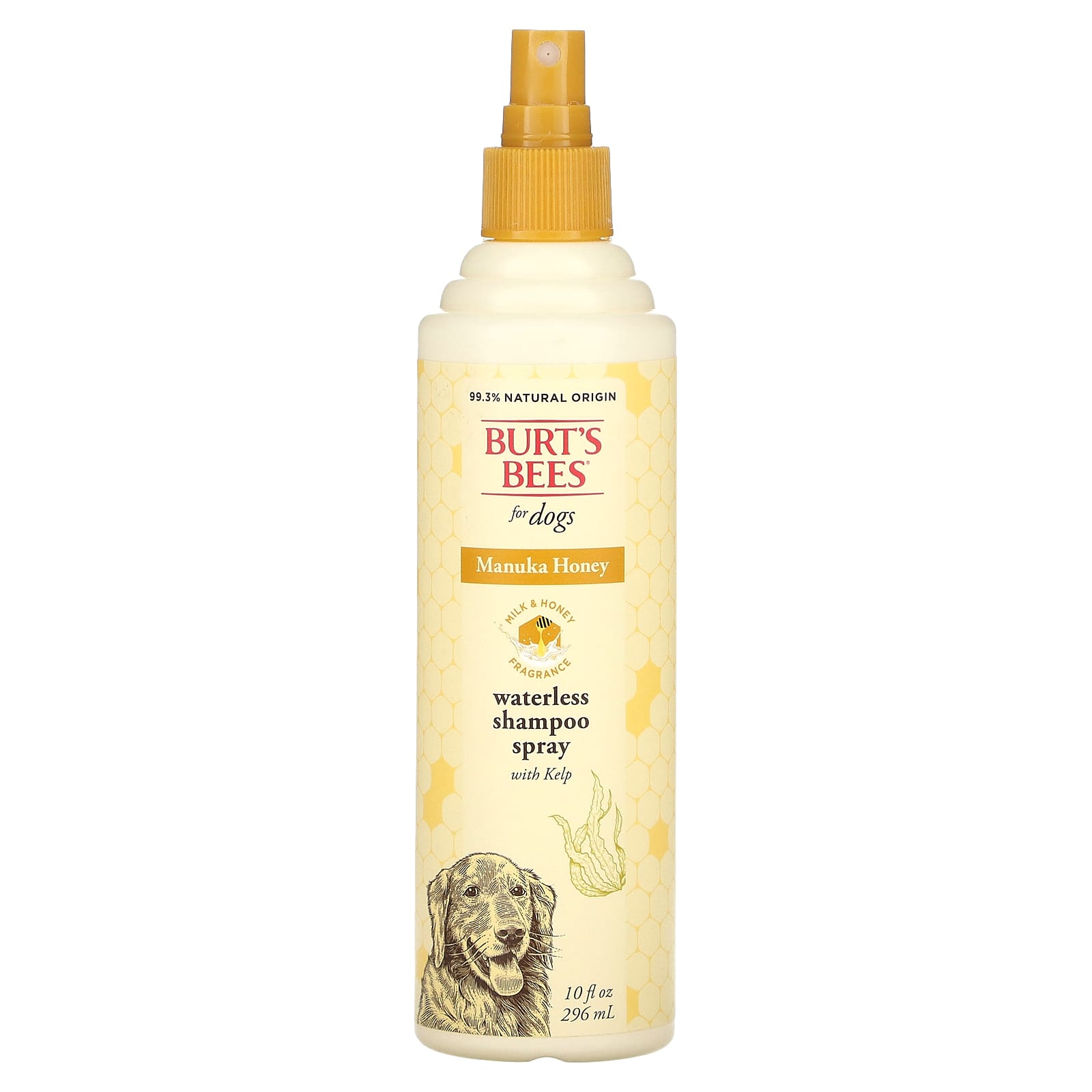 Burt's Bees-Manuka Honey Waterless Shampoo Spray with Kelp-For Dogs-Milk & Honey-10 fl oz (296)