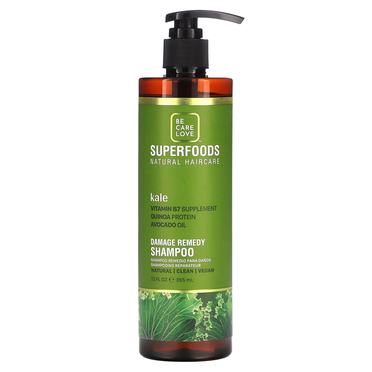 Be Care Love-Superfoods-Natural Haircare-Damage Remedy Shampoo-Kale-12 fl oz (355 ml)