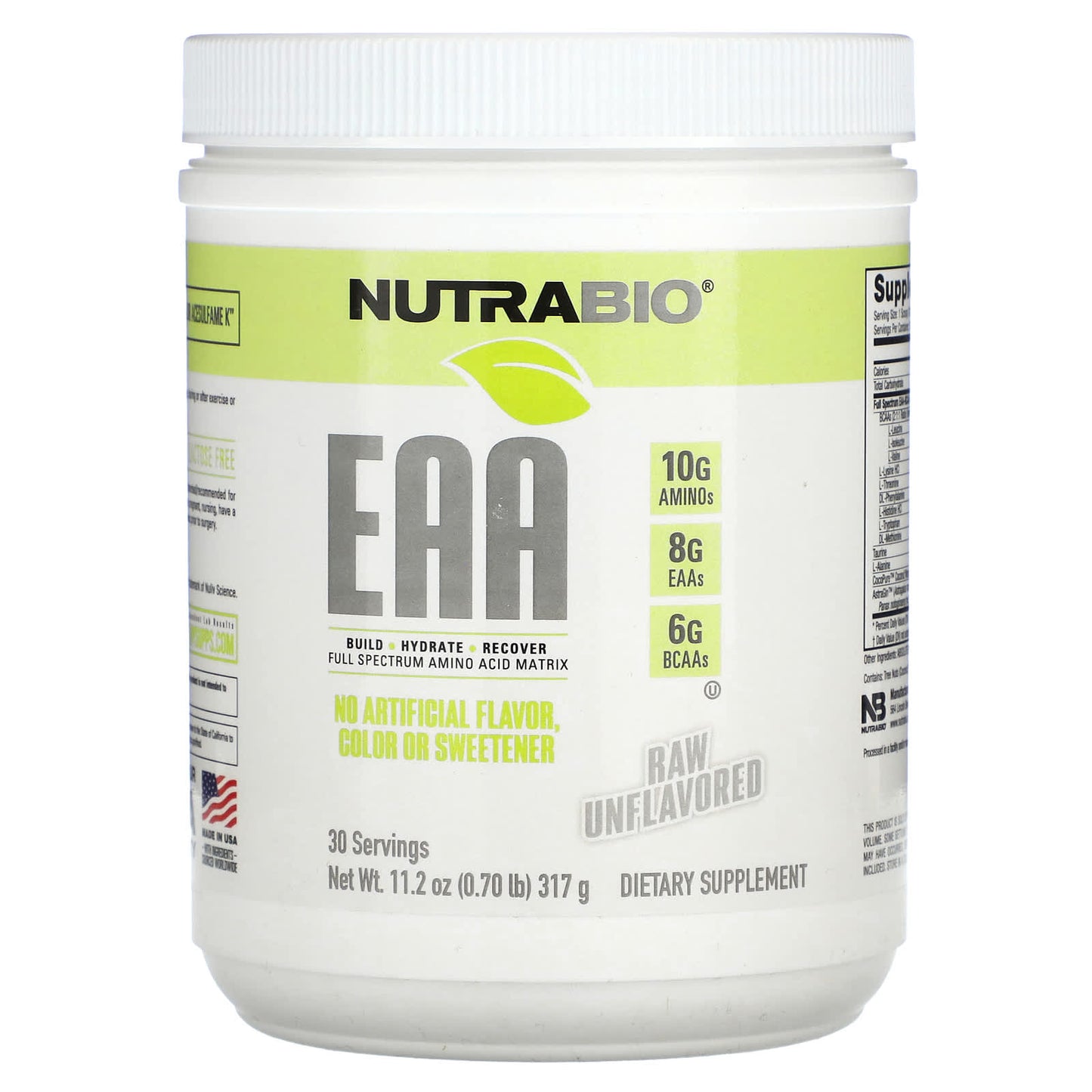 NutraBio-EAA-Raw Unflavored-0.70 lb (317 g)