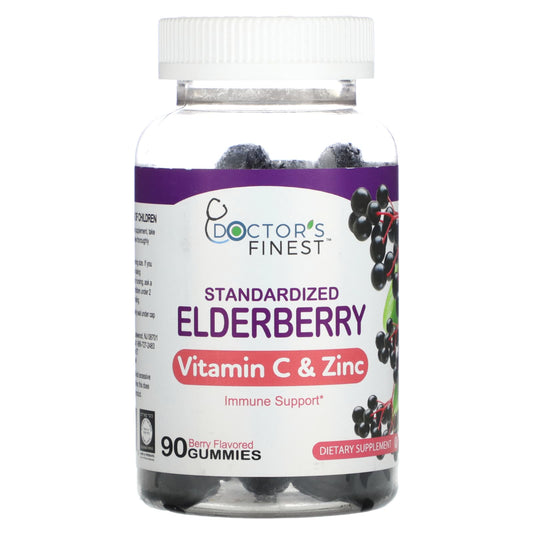 Doctor's Finest-Standardized Elderberry-Vitamin C & Zinc-Berry-90 Gummies