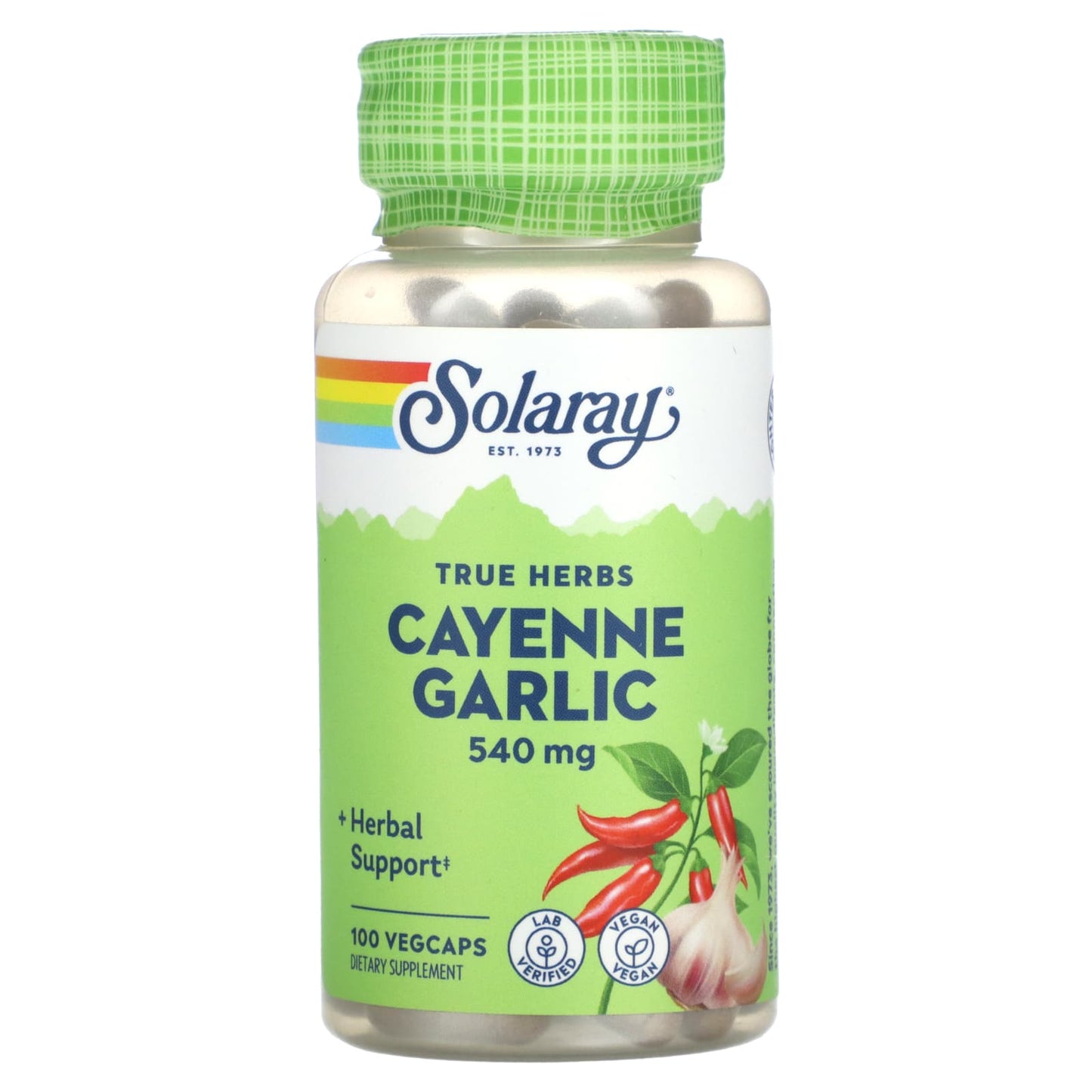 Solaray-True Herbs-Cayenne Garlic -540 mg -100 VegCaps