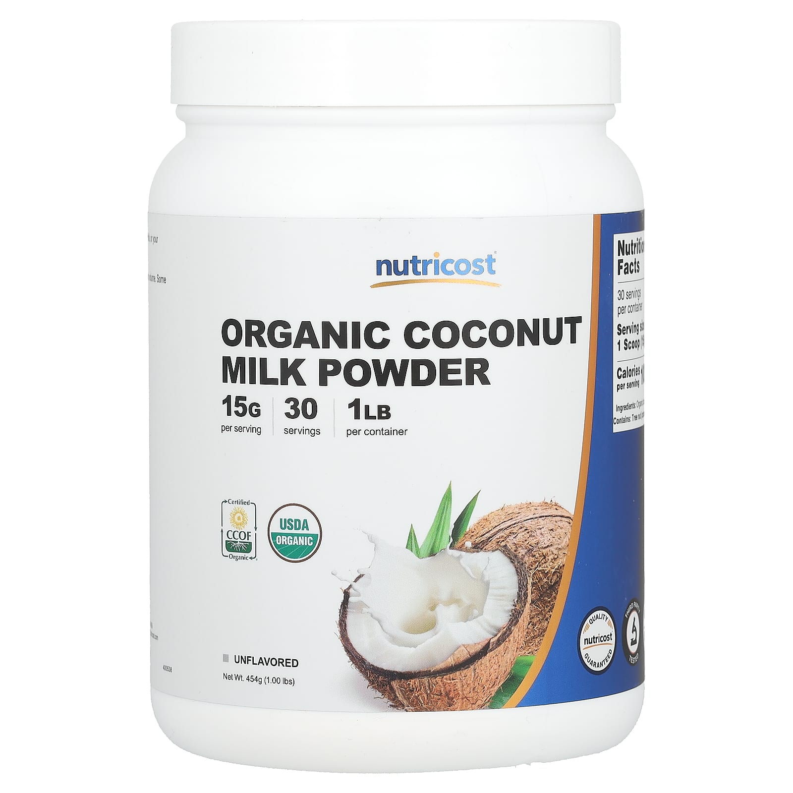 Nutricost-Organic Coconut Milk Powder-Unflavored-1 lbs (454 g)