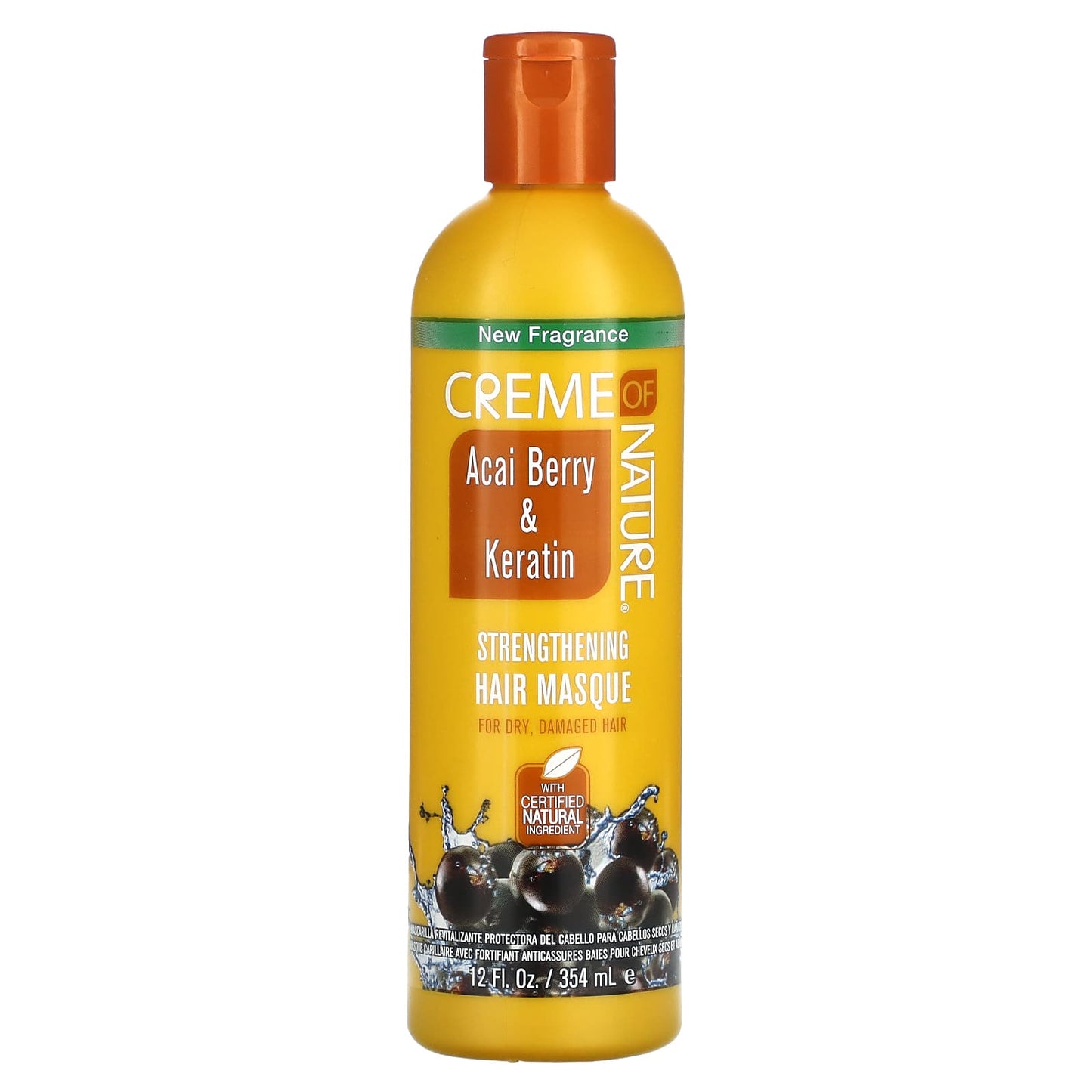 Creme Of Nature-Acai Berry & Keratin-Strengthening Hair Masque-12 fl oz (354 ml)