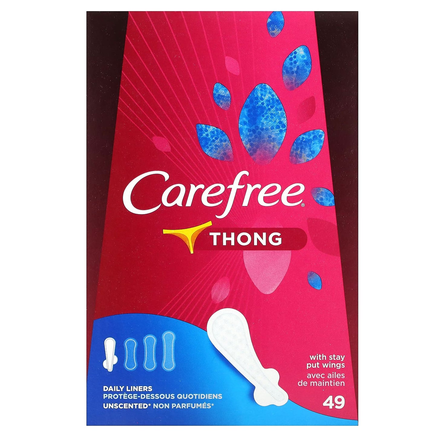 Carefree-Daily Liners-Thong-Unscented-49 Liners