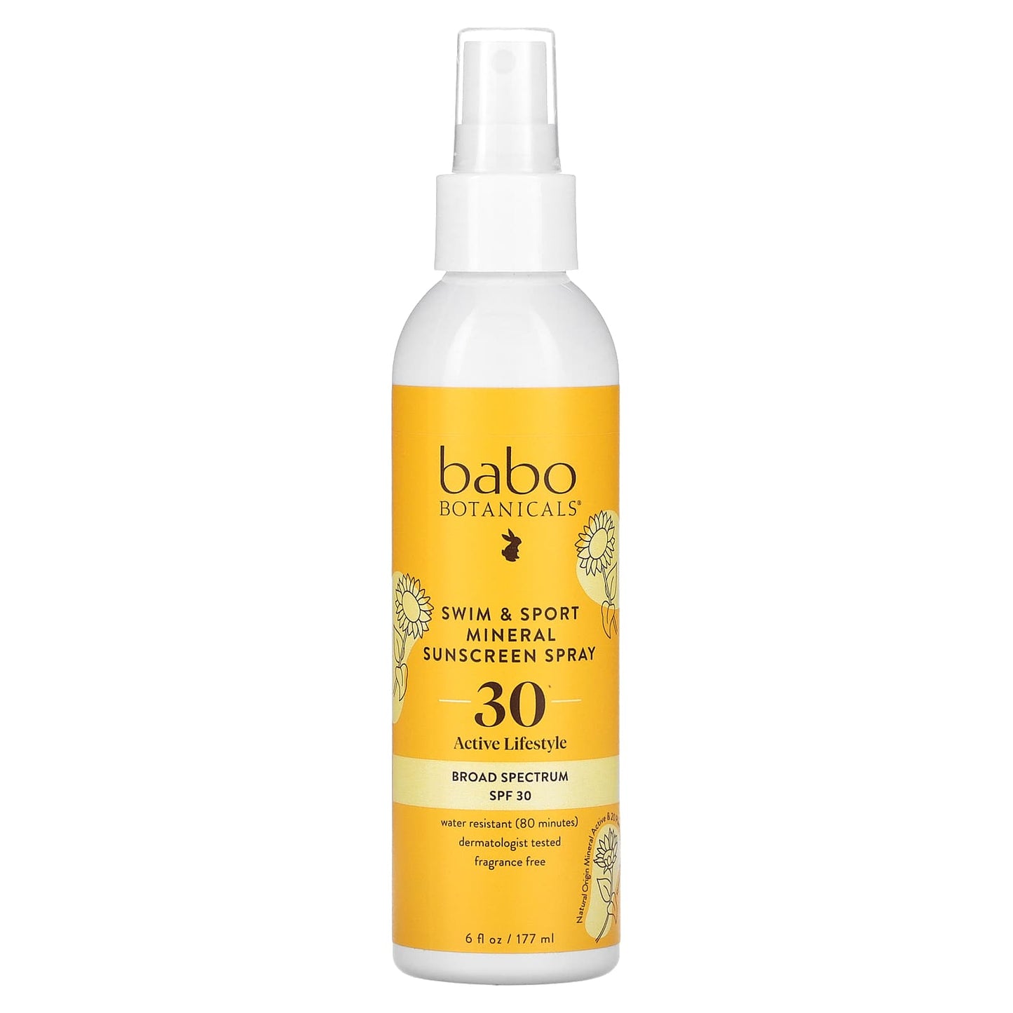 Babo Botanicals-Swim & Sport-Mineral Sunscreen Spray-SPF 30-6 fl oz (177 ml)