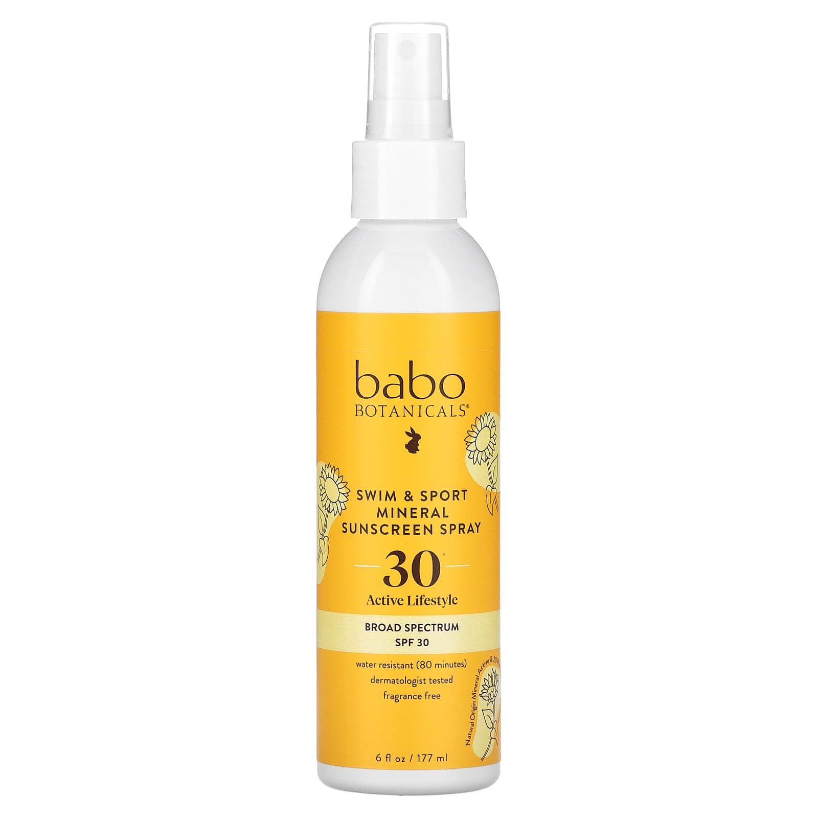 Babo Botanicals-Swim & Sport-Mineral Sunscreen Spray-SPF 30-6 fl oz (177 ml)