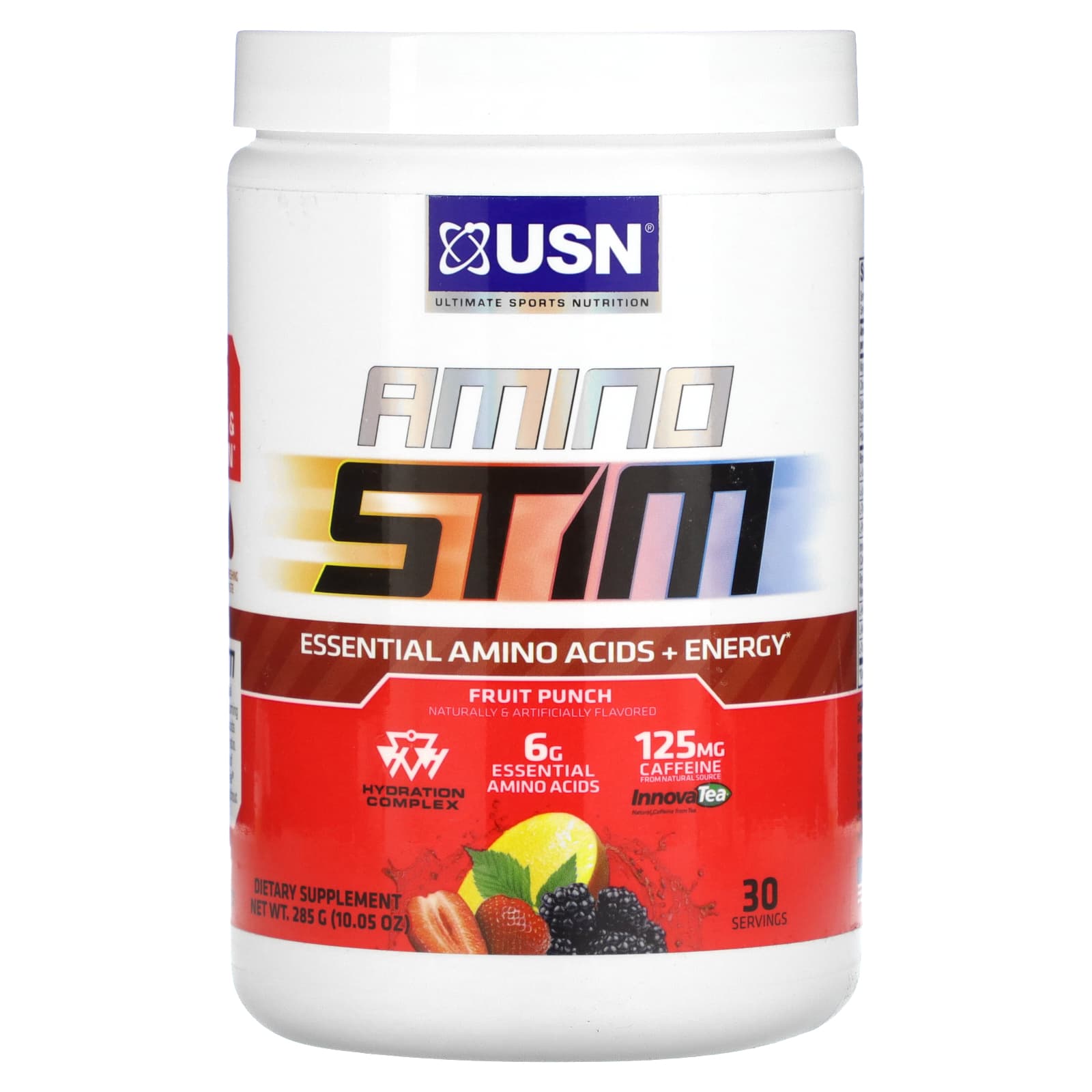 USN-Amino Stim-Essential Amino Acids + Energy-Fruit Punch-10.05 oz (285 g)