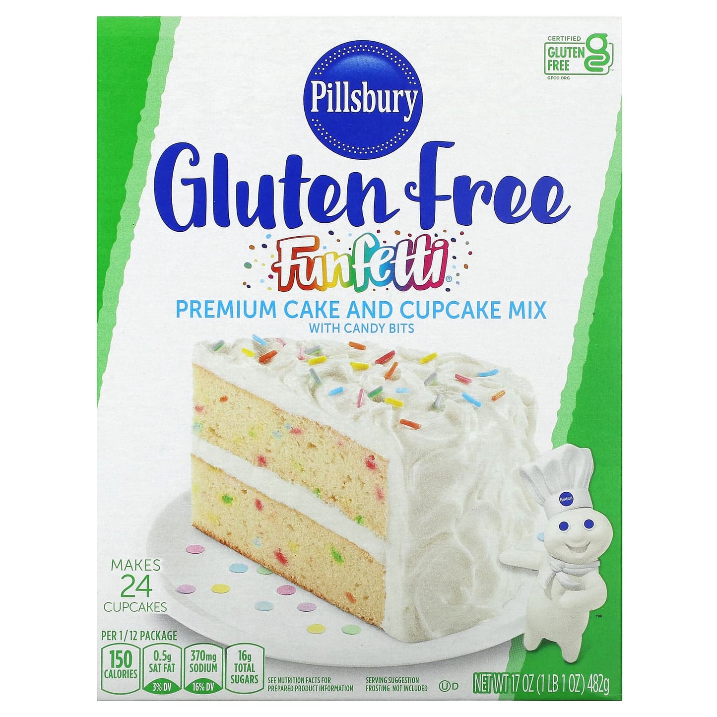 Pillsbury-Funfetti Premium Cake and Cupcake Mix with Candy Bits-Gluten Free-1 lb 1 oz (482 g)