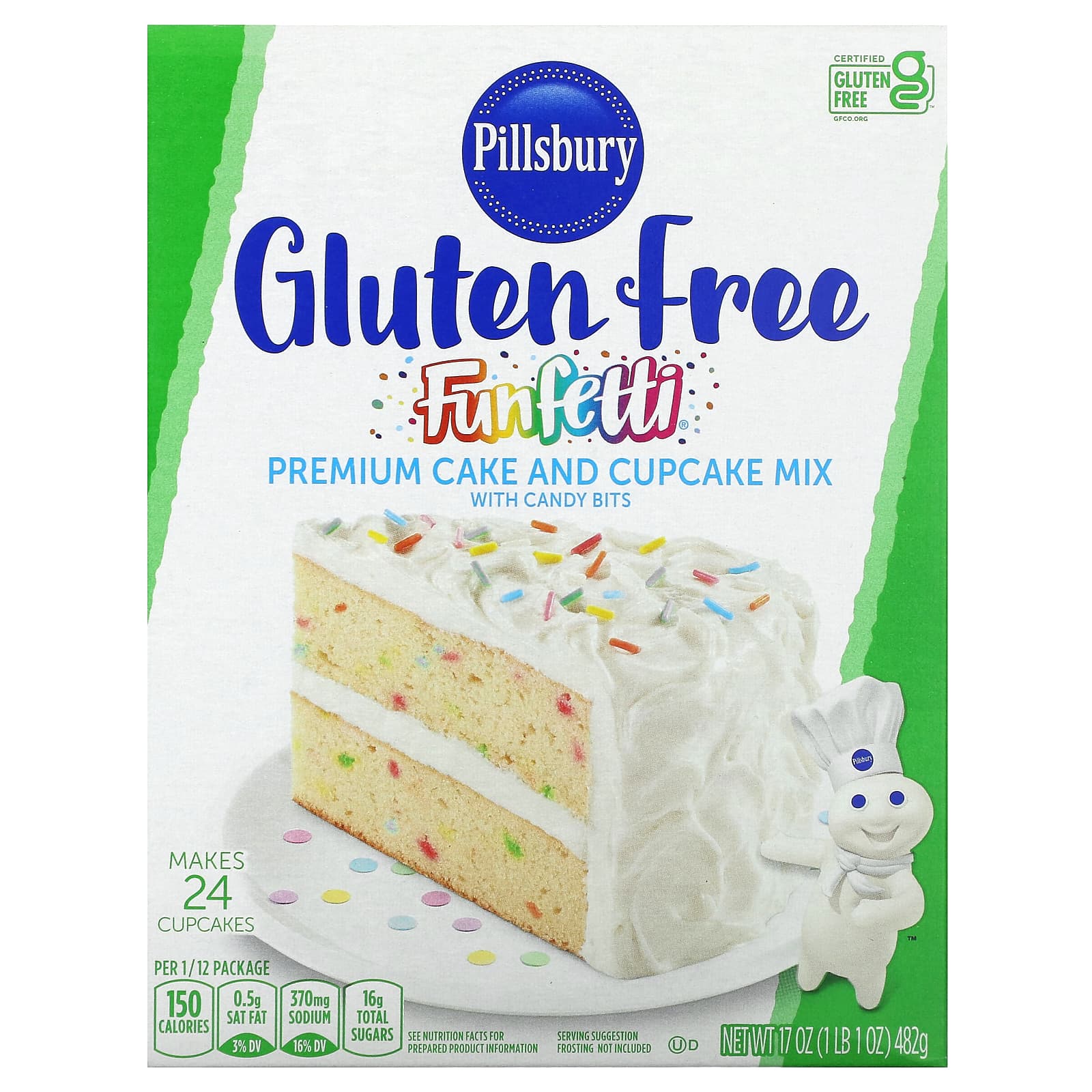 Pillsbury-Funfetti Premium Cake and Cupcake Mix with Candy Bits-Gluten Free-1 lb 1 oz (482 g)