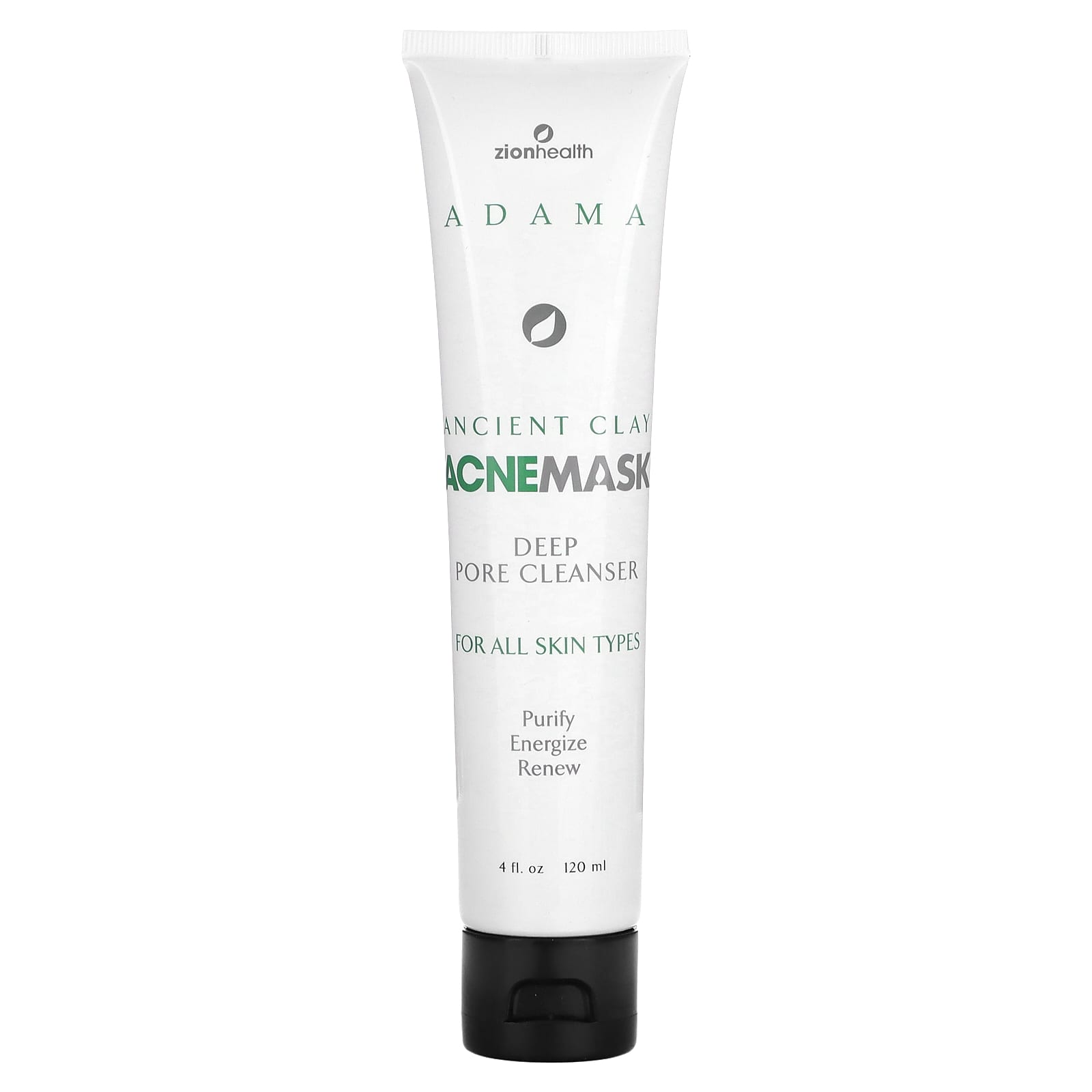 Zion Health-Adama-Ancient Clay AcneMask-Deep Pore Cleanser -4 fl oz (120 ml)