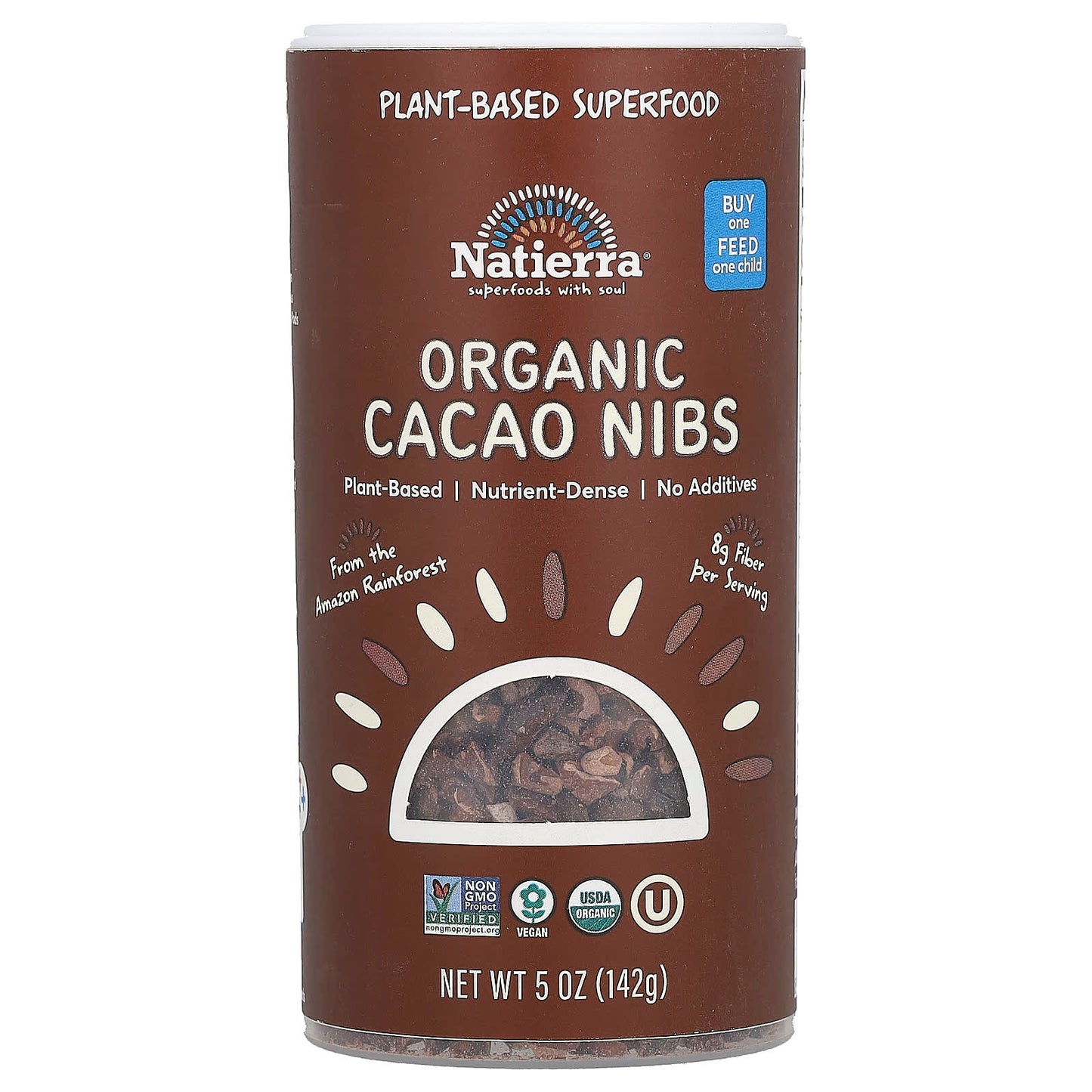 Natierra-Organic Cacao Nibs Shaker-5 oz (142 g)