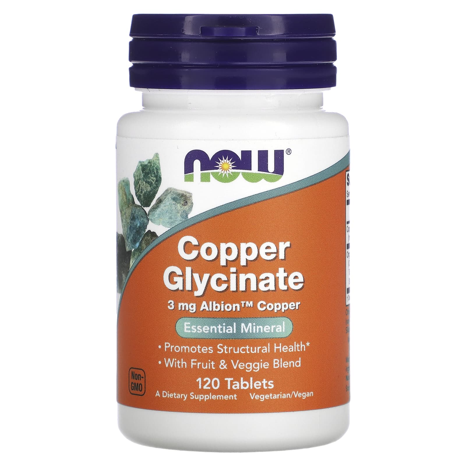 NOW Foods-Copper Glycinate-3 mg-120 Tablets