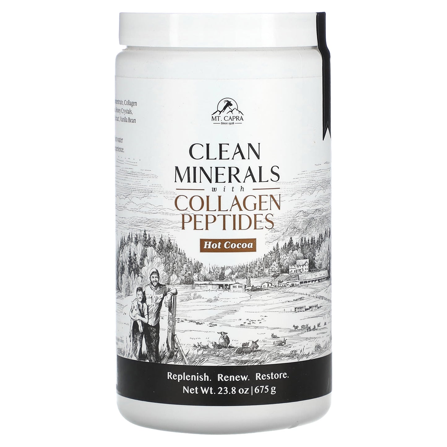 Mt. Capra-Clean Minerals with Collagen Peptides-Hot Cocoa-23.8 oz (675 g)