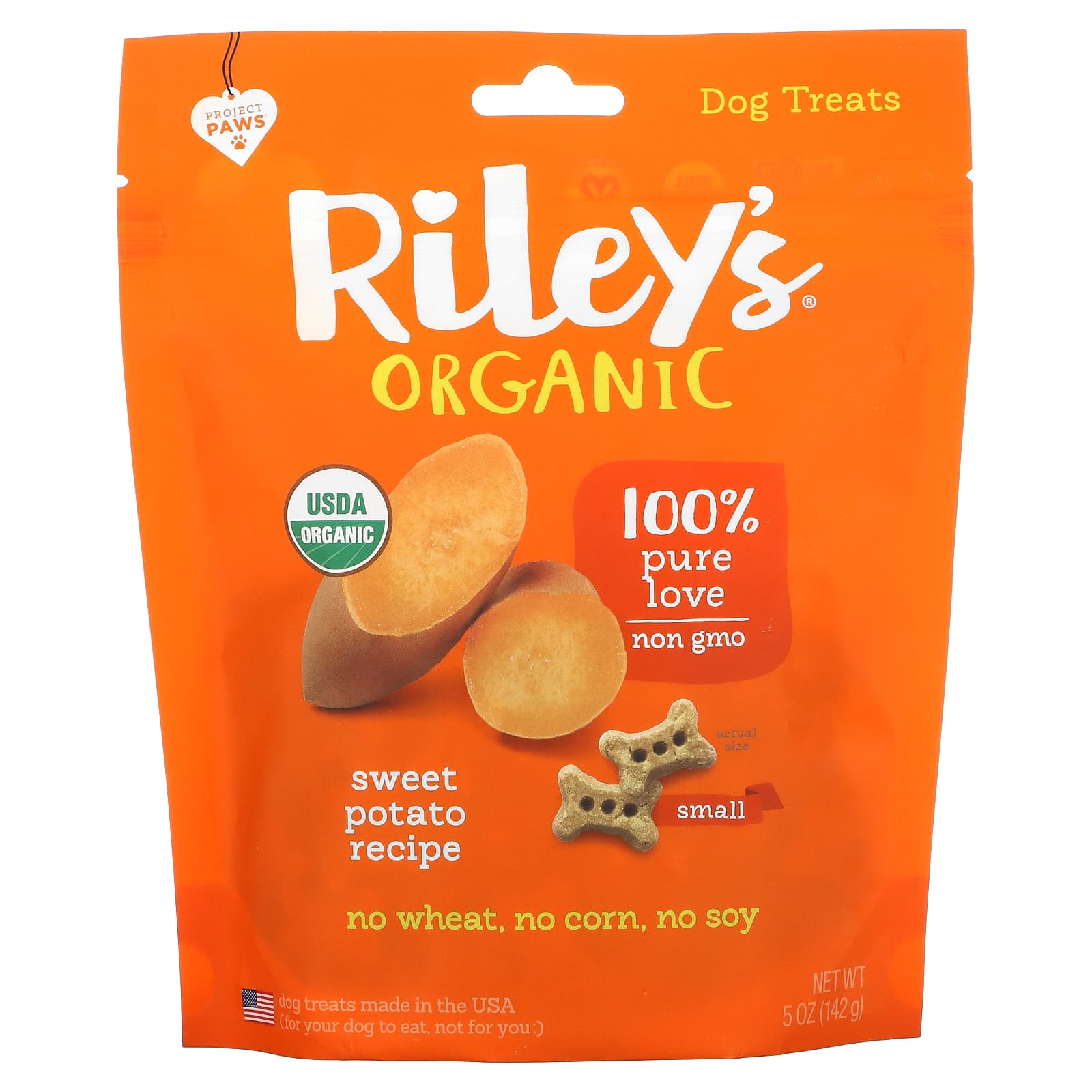 Riley’s Organics-Dog Treats-Small Bone-Sweet Potato Recipe-5 oz (142 g)