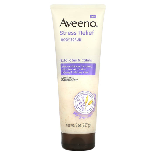 Aveeno-Stress Relief Body Scrub-Lavender-8 oz (227 g)