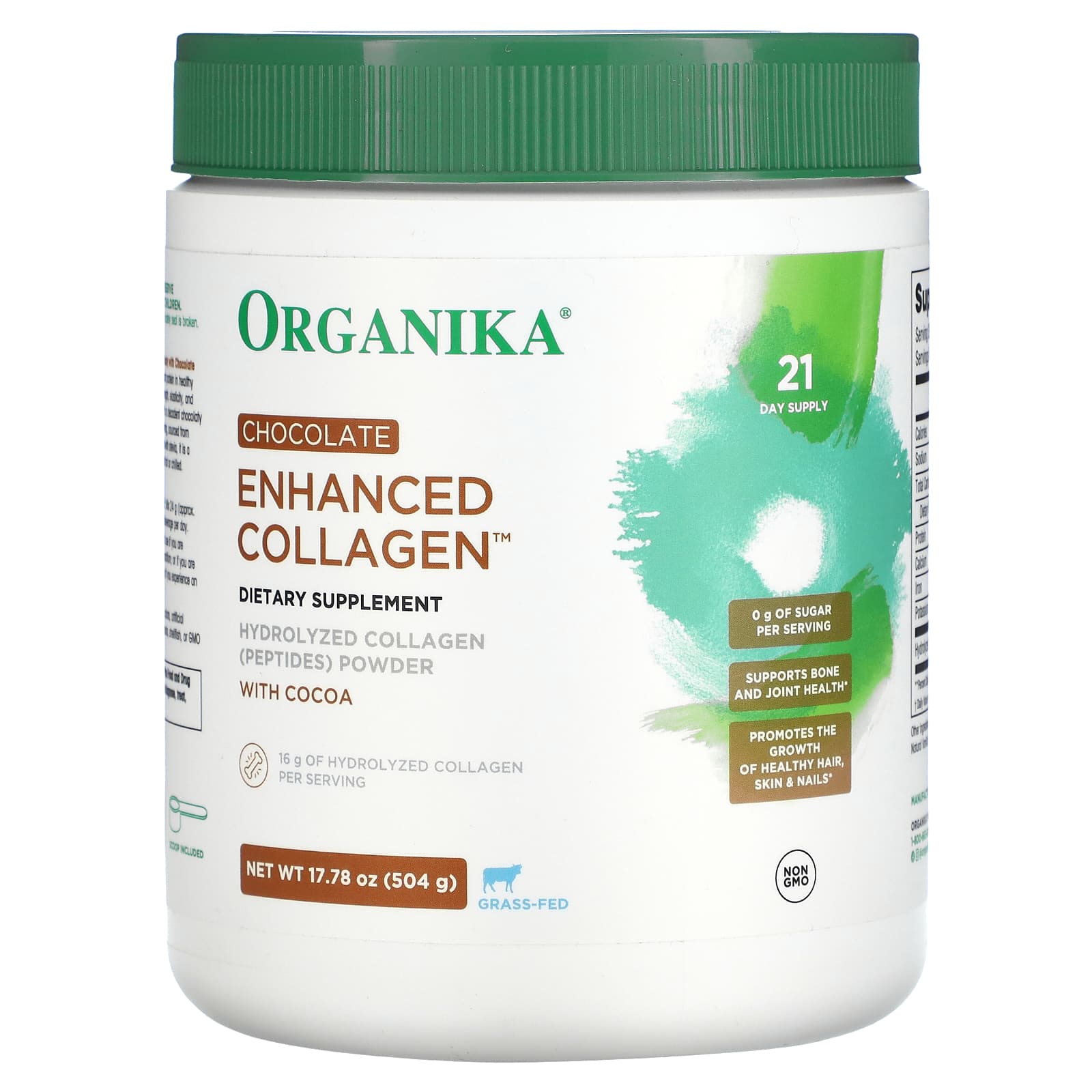 Organika-Enhanced Collagen-Chocolate-17.78 oz (504 g)