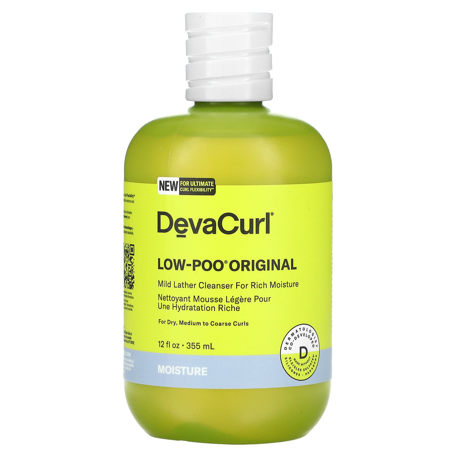 DevaCurl-Low-Poo Original-Mild Lather Cleanser For Rich Moisture-For Dry-Medium to Coarse Curls-12 fl oz (355 ml)