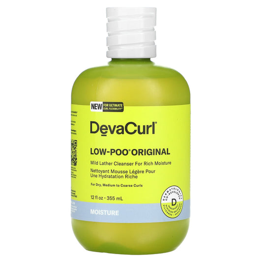 DevaCurl-Low-Poo Original-Mild Lather Cleanser For Rich Moisture-For Dry-Medium to Coarse Curls-12 fl oz (355 ml)