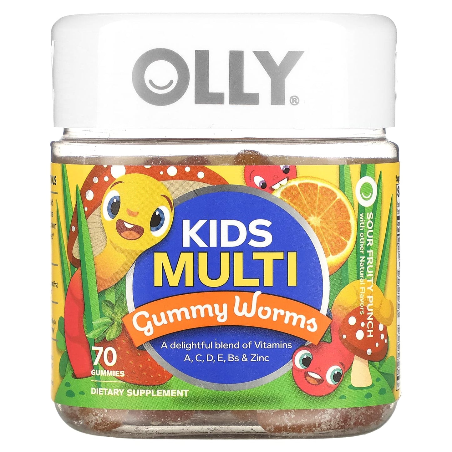 OLLY-Kids Multi-Gummy Worms-Sour Fruit Punch-70 Gummies