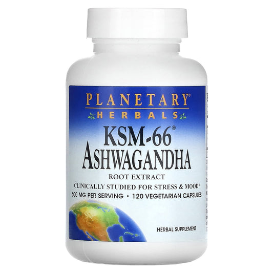 Planetary Herbals-KSM-66 Ashwagandha-600 mg-120 Vegetarian Capsules