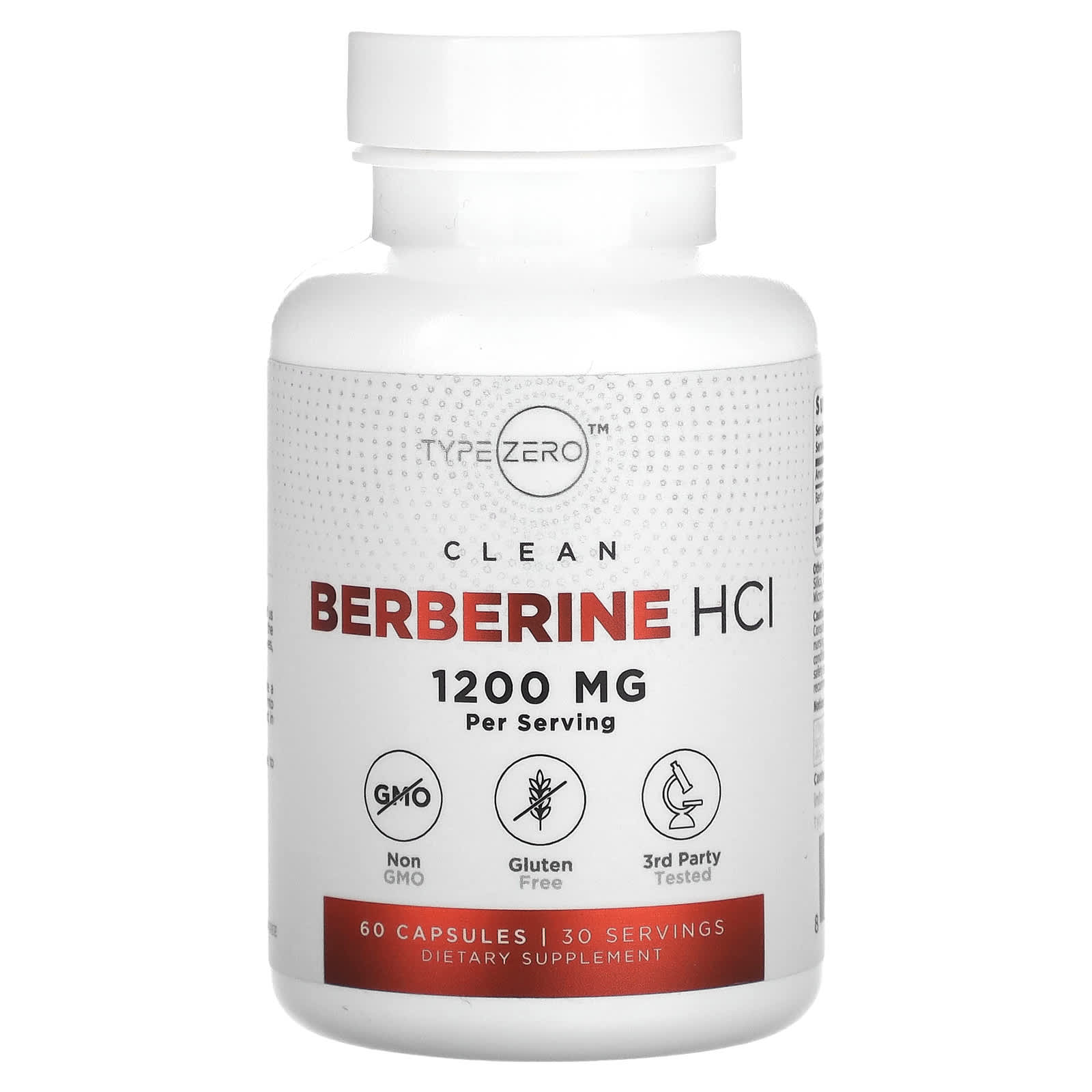 TypeZero-Clean Berberine HCl-600 mg-60 Capsules