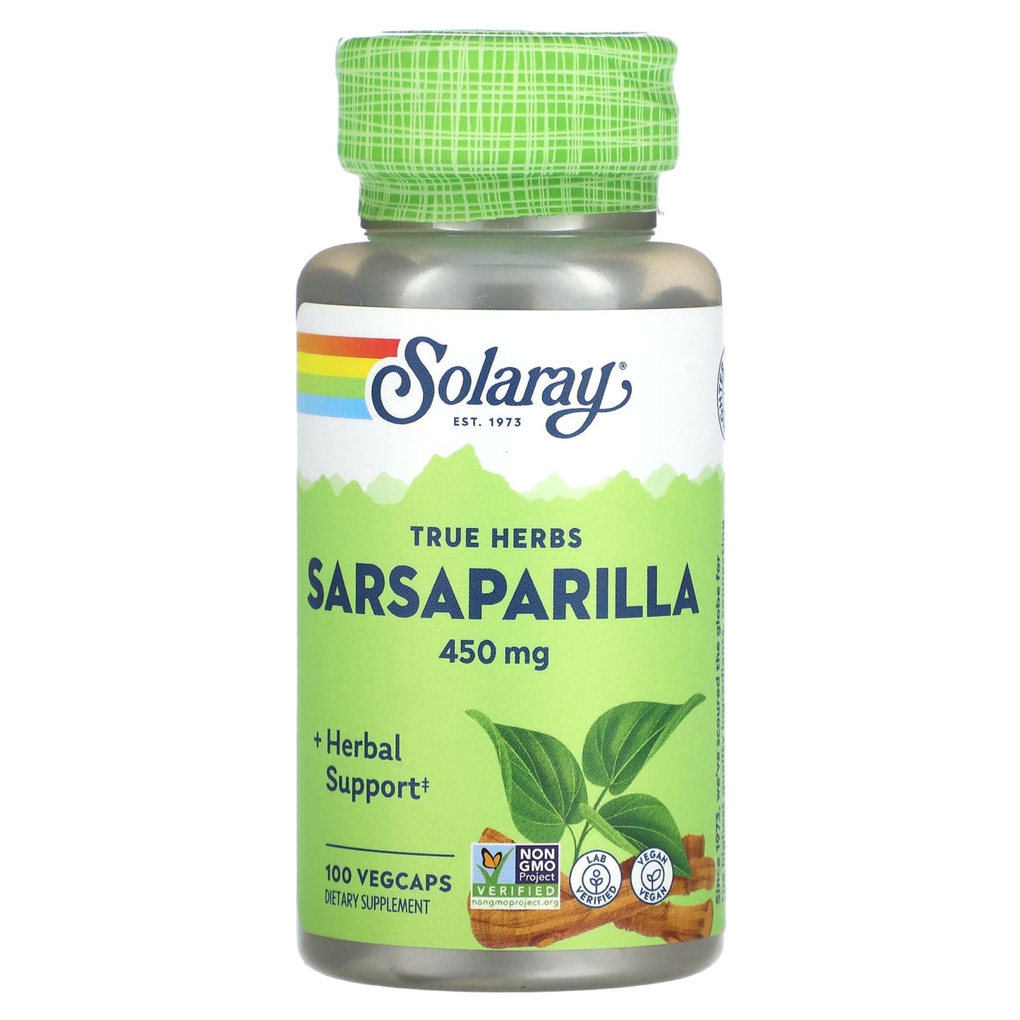 Solaray-True Herbs-Sarsaparilla-450 mg-100 Vegcaps