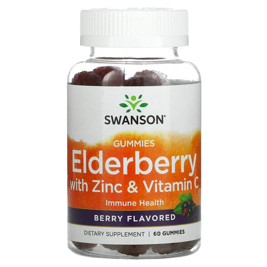 Swanson-Elderberry With Zinc & Vitamin C-Berry-60 Gummies