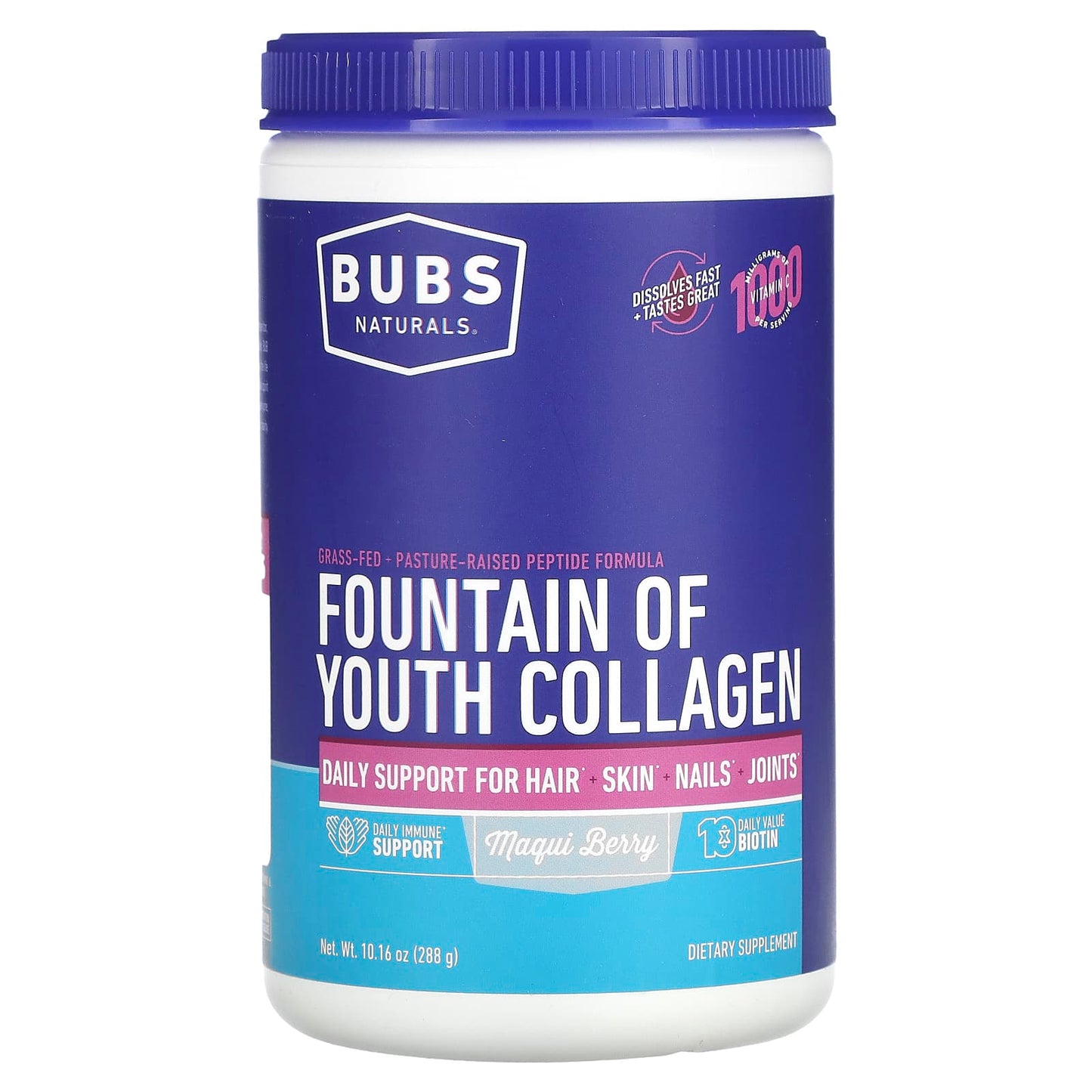 BUBS Naturals-Fountain of Youth Collagen-Maqui Berry-10.16 oz (288 g)