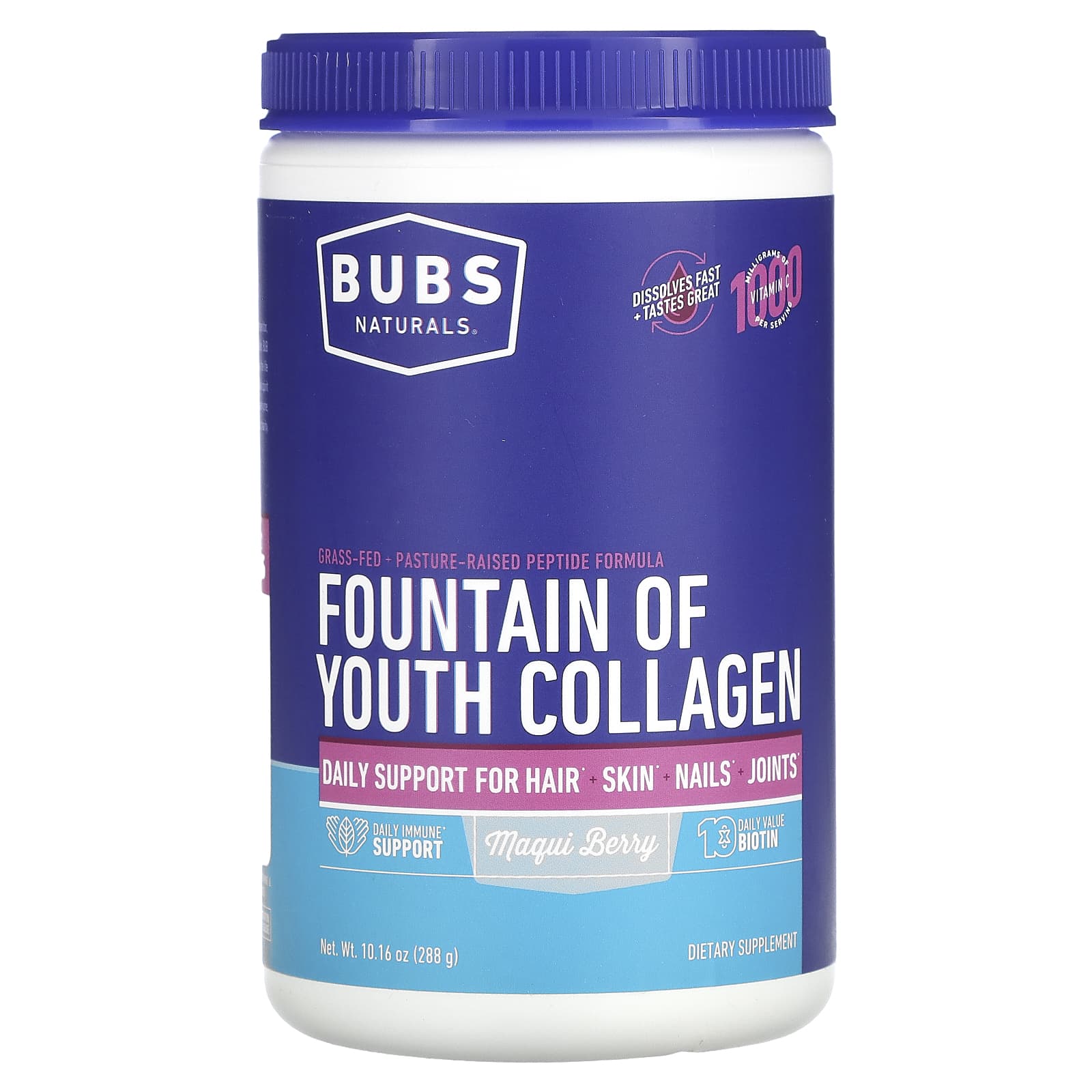 BUBS Naturals-Fountain of Youth Collagen-Maqui Berry-10.16 oz (288 g)