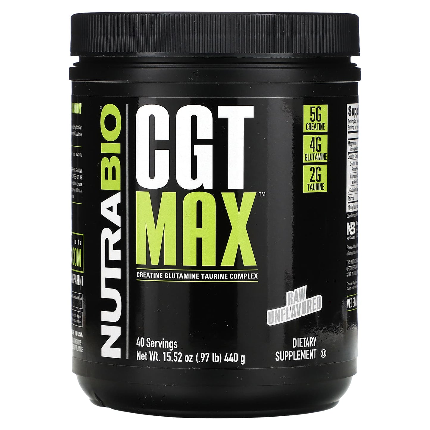 NutraBio-CGT MAX-Raw Unflavored-0.97 lb (440 g)