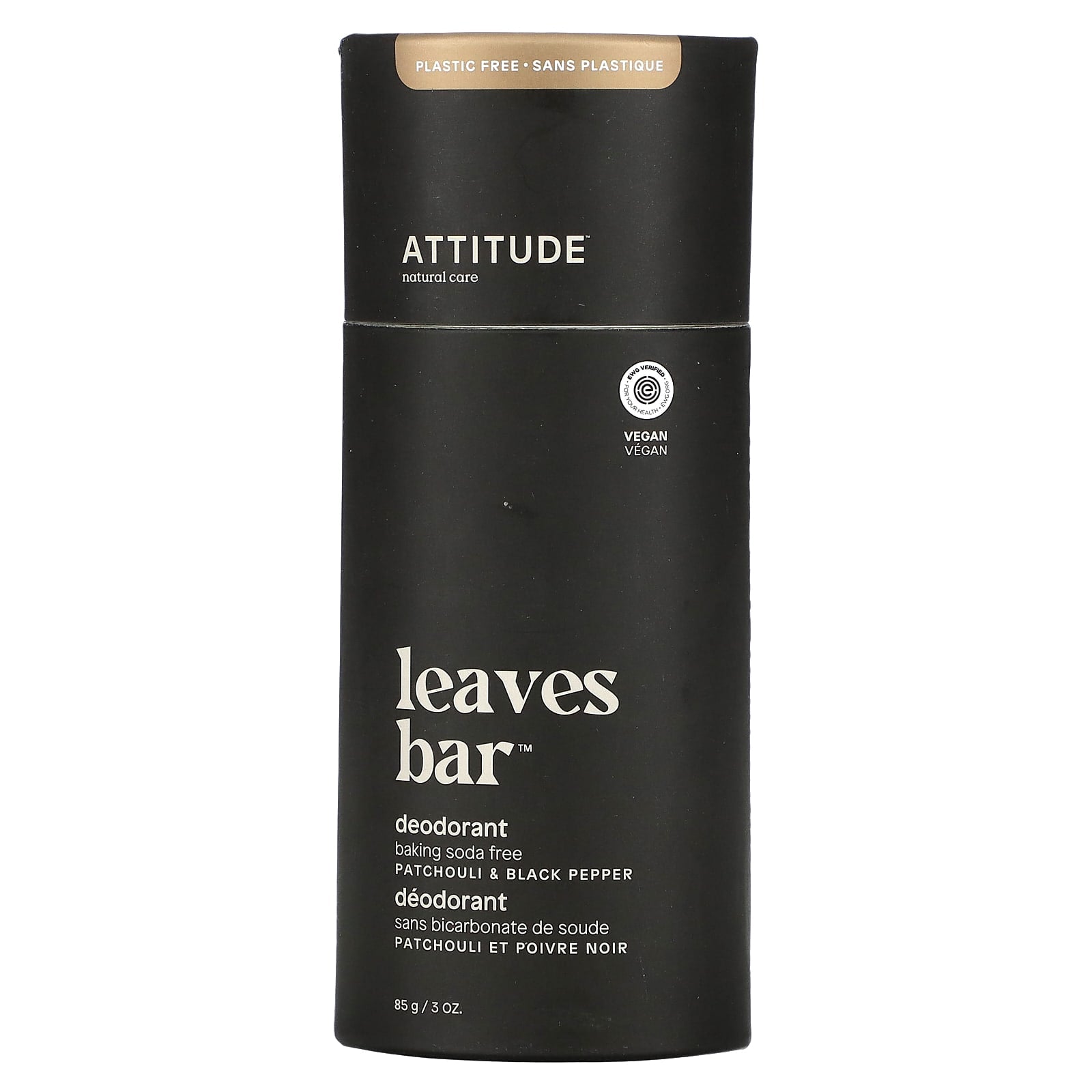 ATTITUDE-Leaves Bar Deodorant-Patchouli & Black Pepper-3 oz (85 g)