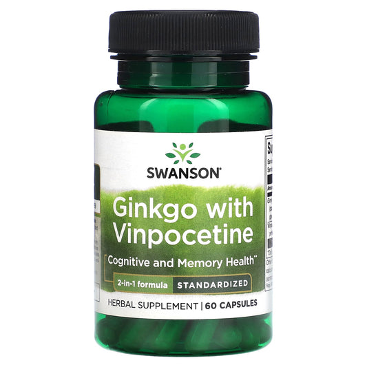 Swanson-Ginkgo with Vinpocetine-Standardized-60 Capsules