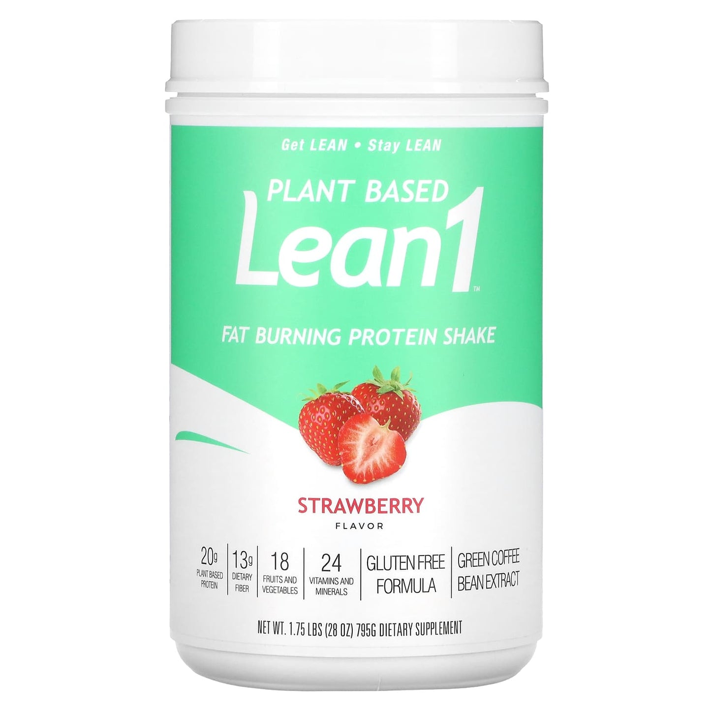 Lean1-Plant Based Fat Burning Protein Shake-Strawberry -1.75 lbs (795 g)