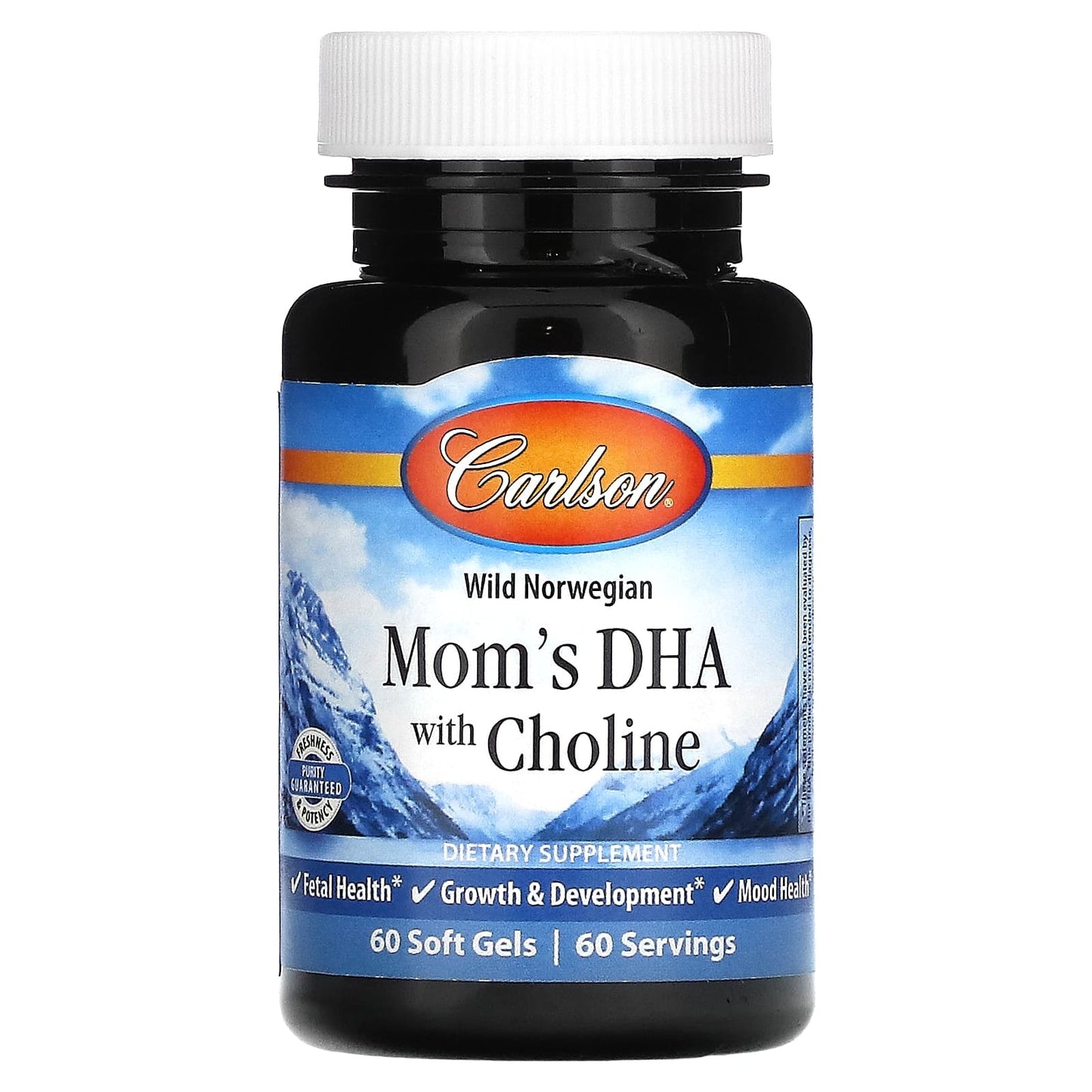 Carlson-Wild Norwegian-Mom's DHA with Choline-60 Soft Gels