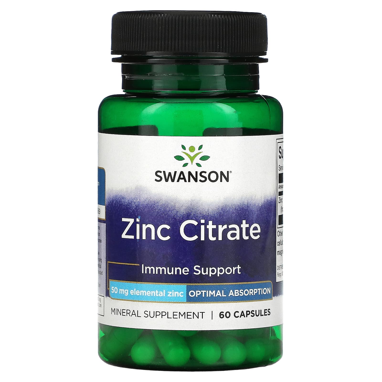 Swanson-Zinc Citrate-50 mg-60 Capsules