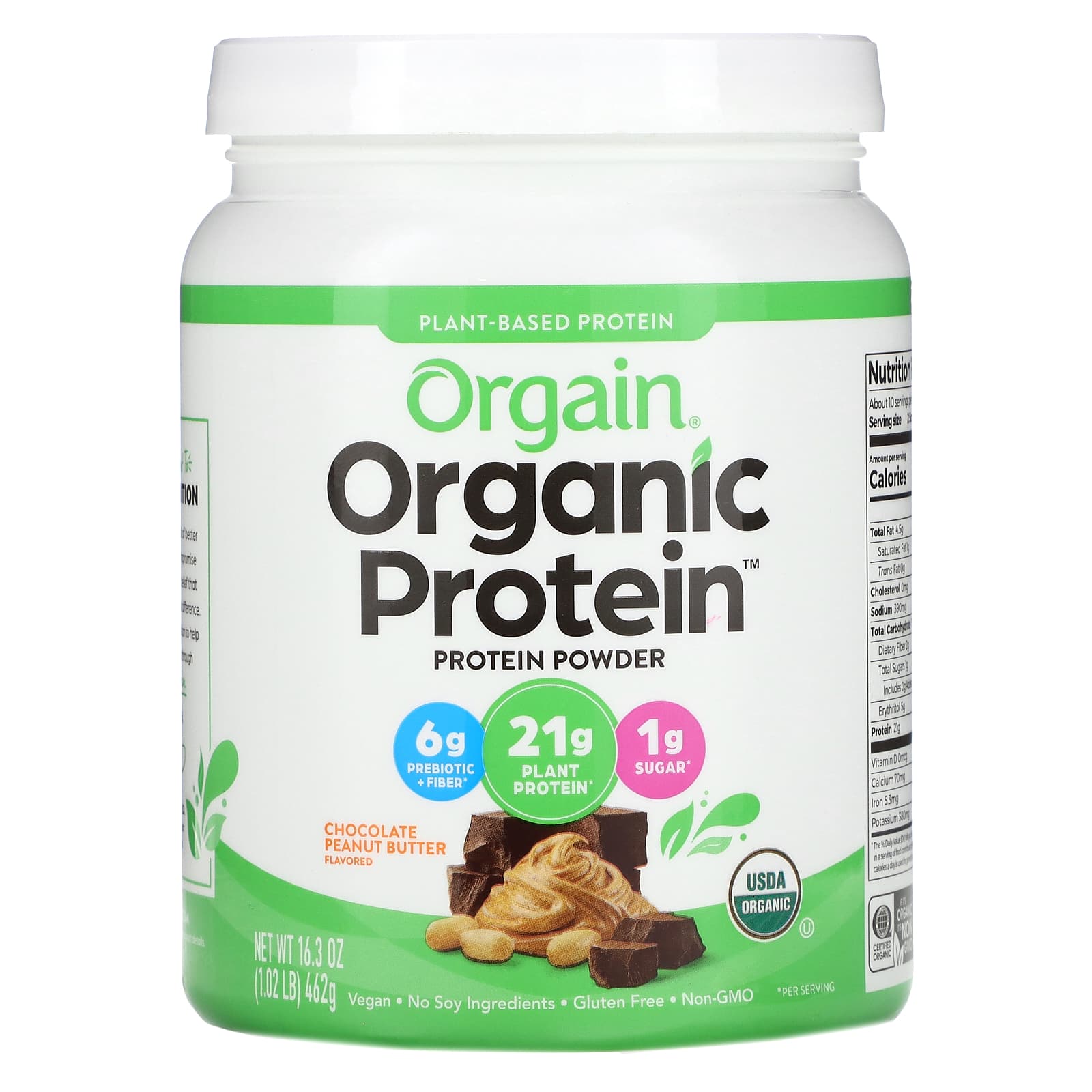 Orgain-Organic Protein Powder-Plant Based-Chocolate Peanut Butter -1.02 (462 g)