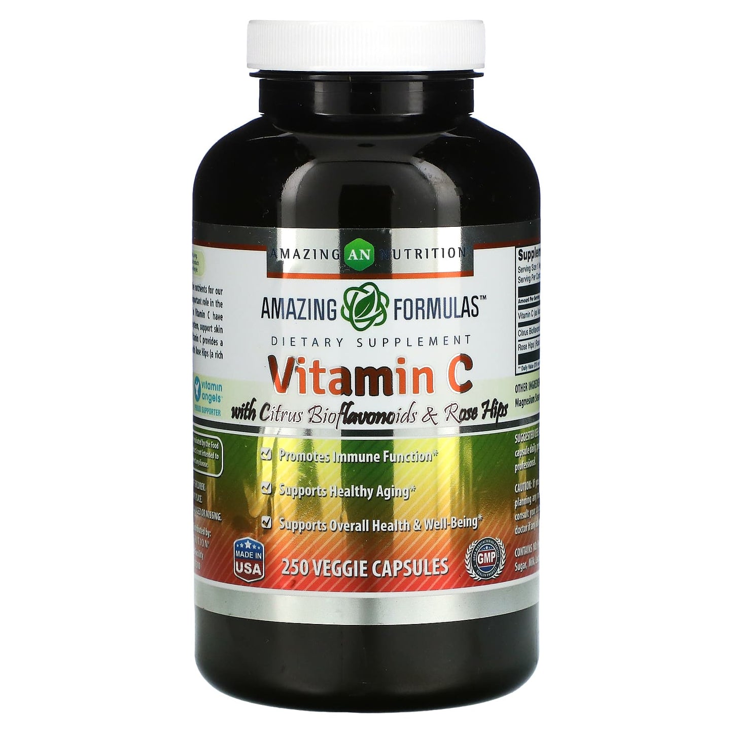 Amazing Nutrition-Vitamin C with Citrus Bioflavonoids & Rosehips-250 Veggie Capsules