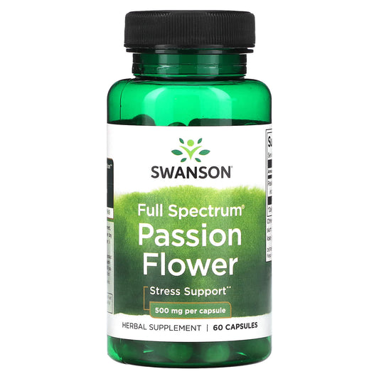 Swanson-Full Spectrum Passion Flower-500 mg-60 Capsules