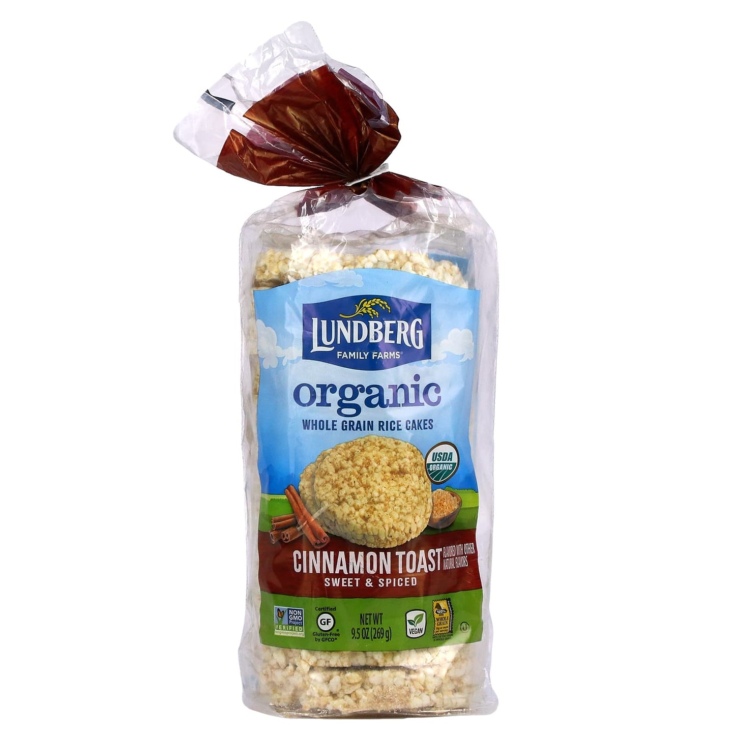 Lundberg-Organic Whole Grain Rice Cakes-Cinnamon Toast-Sweet & Spiced-9.5 oz (269 g)