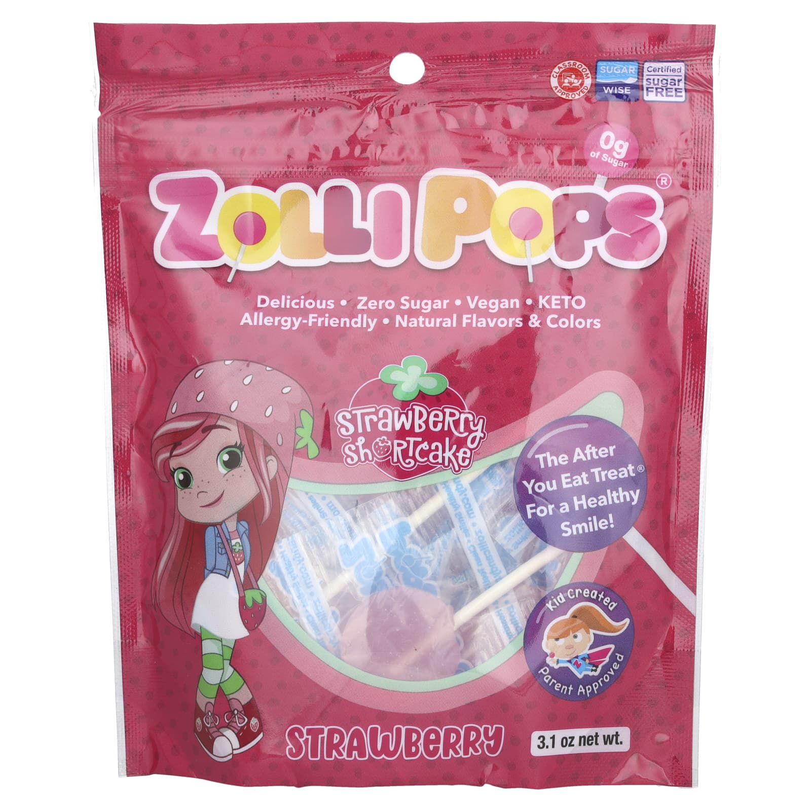 Zollipops-Strawberry Shortcake Pops-Strawberry -3.1 oz