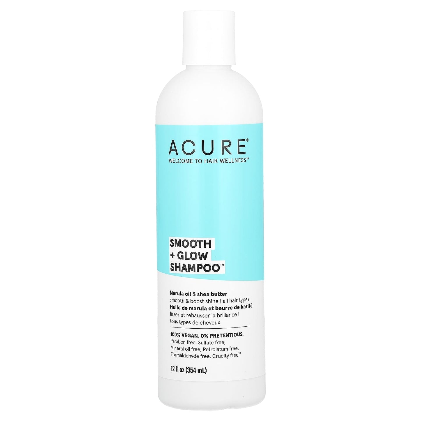 ACURE-Smooth + Glow Shampoo-All Hair Types-Marula Oil & Shea Butter-12 fl oz (354 ml)