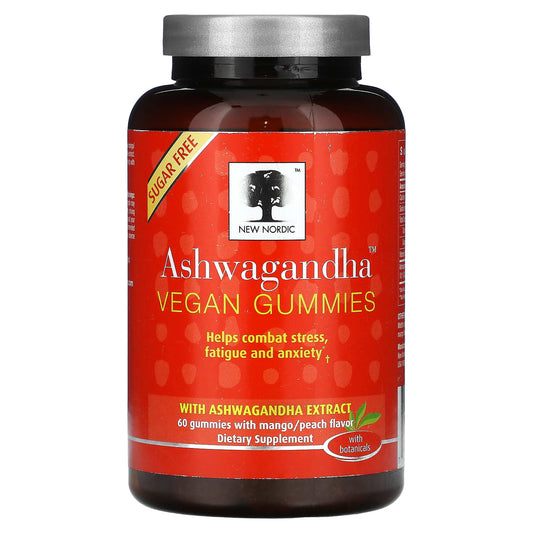 New Nordic-Ashwagandha Vegan Gummies-Mango and Peach-60 Gummies