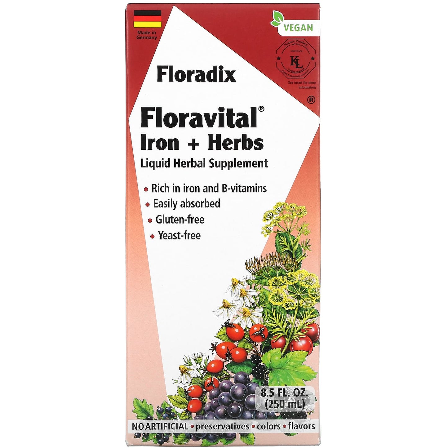 Gaia Herbs-Floradix-Floravital Iron + Herbs-8.5 fl oz (250 ml)