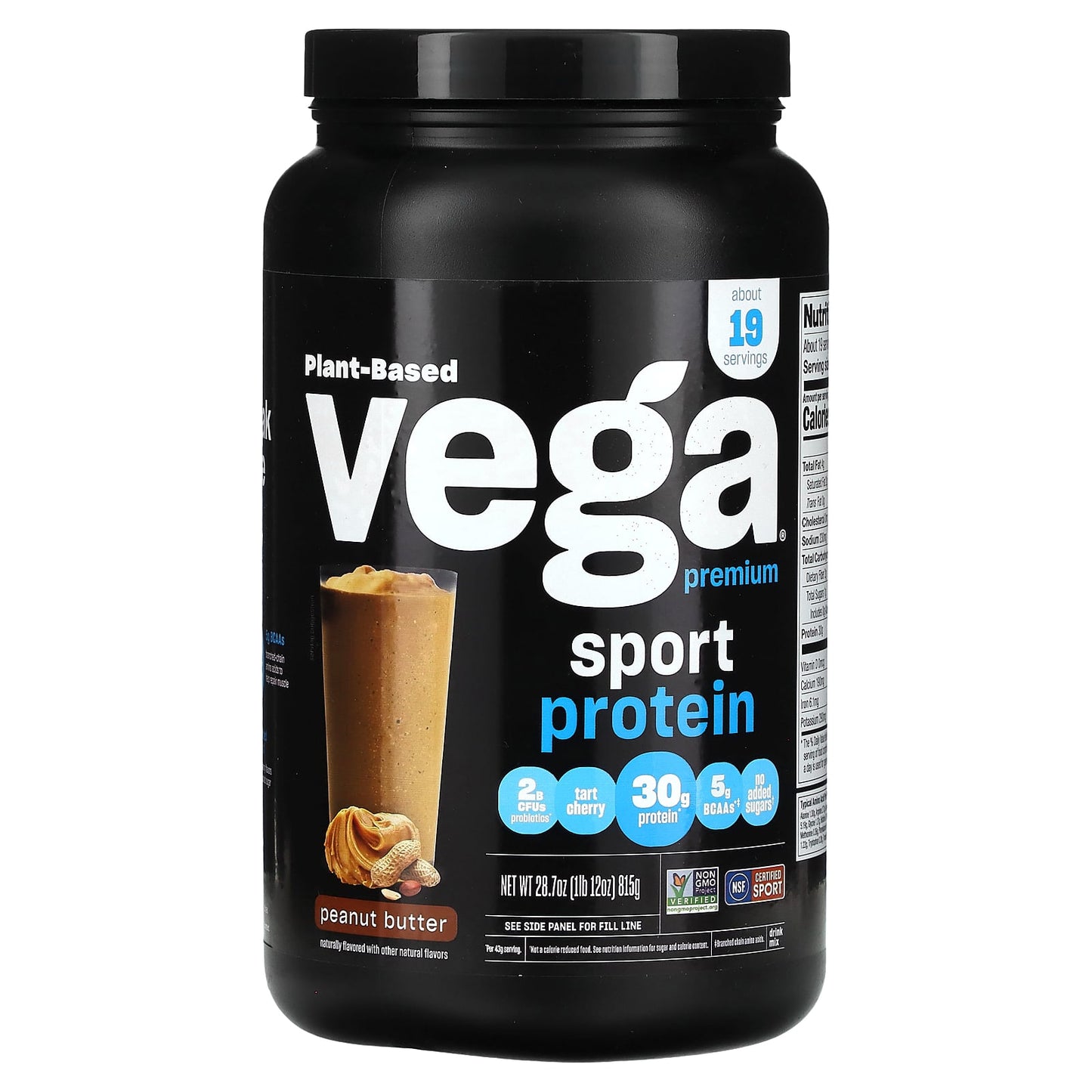 Vega-Sport-Plant Based Premium Protein-Peanut Butter-1 lb 12 oz (815 g)