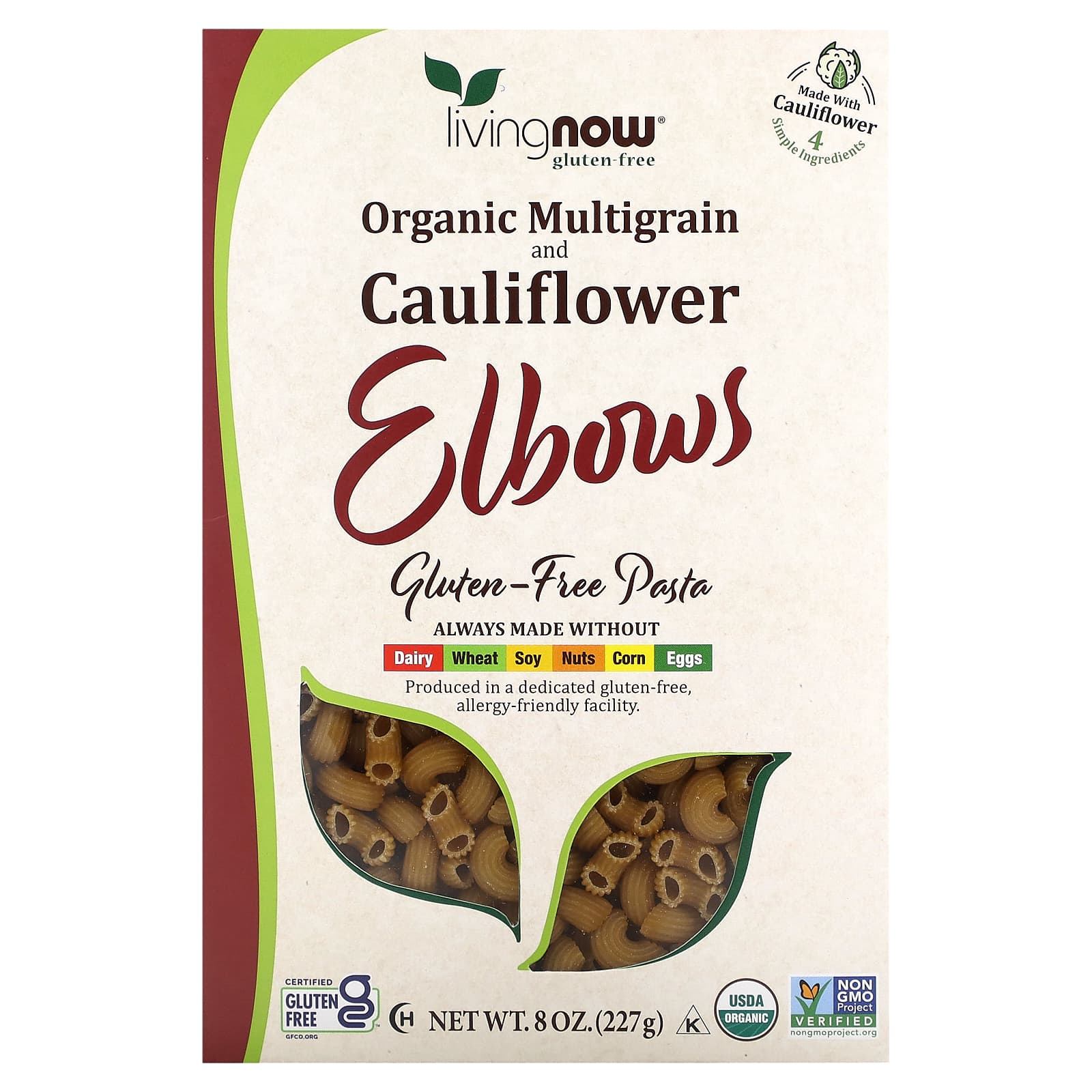 NOW Foods-Organic Multigrain and Cauliflower Elbows-Gluten Free-8 oz (227 g)