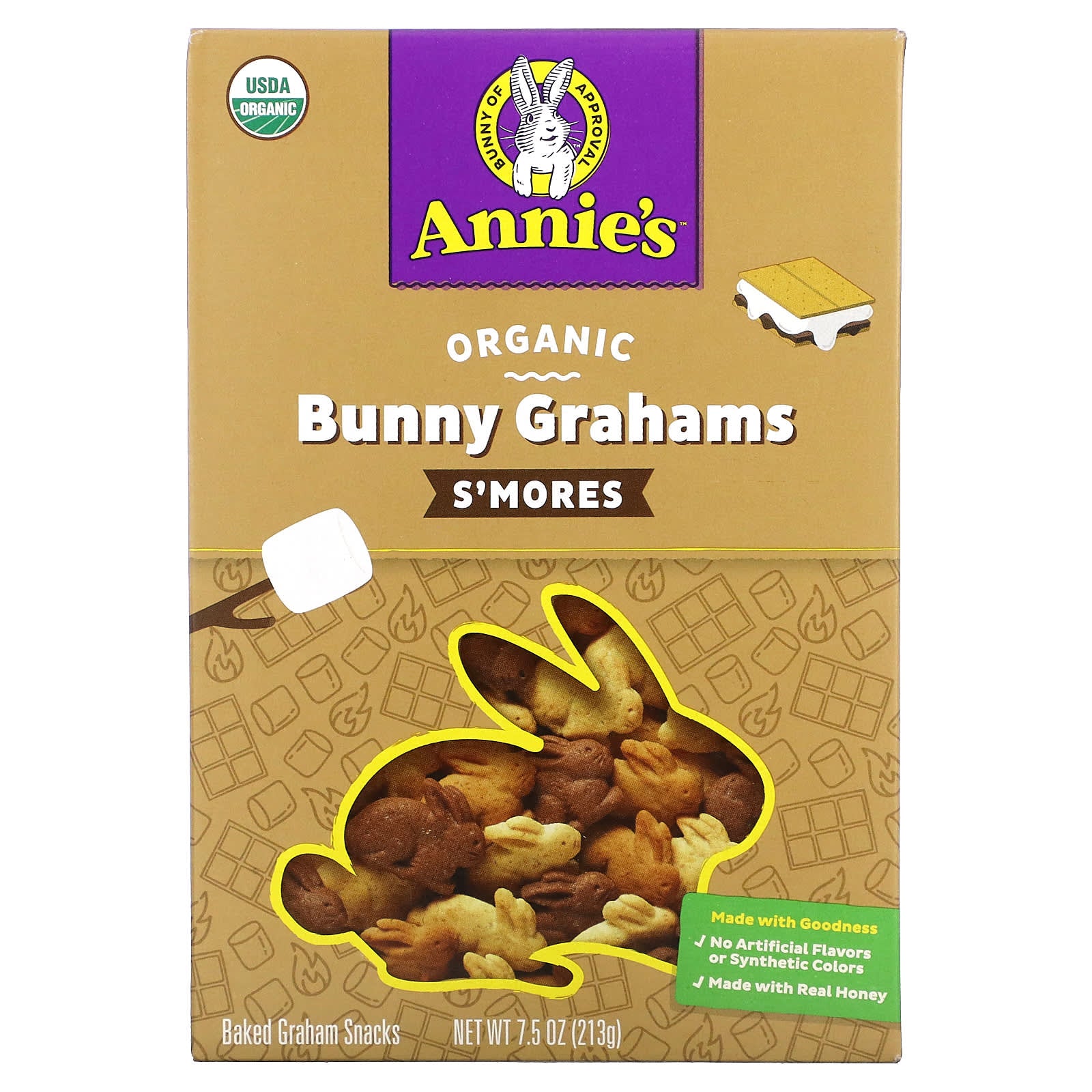 Annie's Homegrown-Organic Baked Bunny Graham Snacks-S'Mores-7.5 oz (213 g)